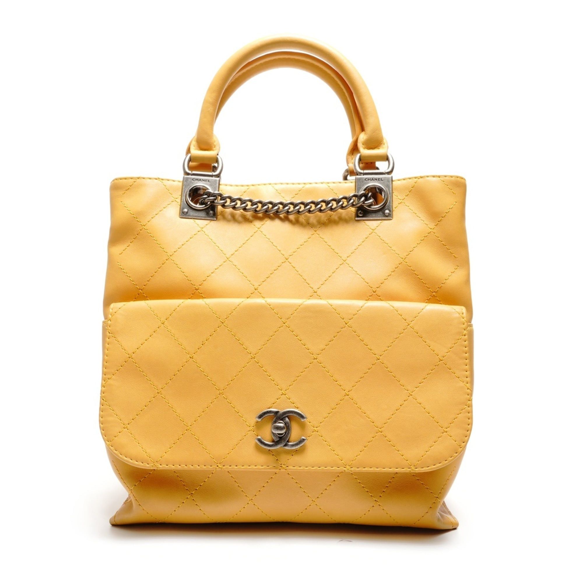 Chanel Chanel Gunmetal 2-Way Handbag Yellow Size ONE SIZE - 1 Thumbnail