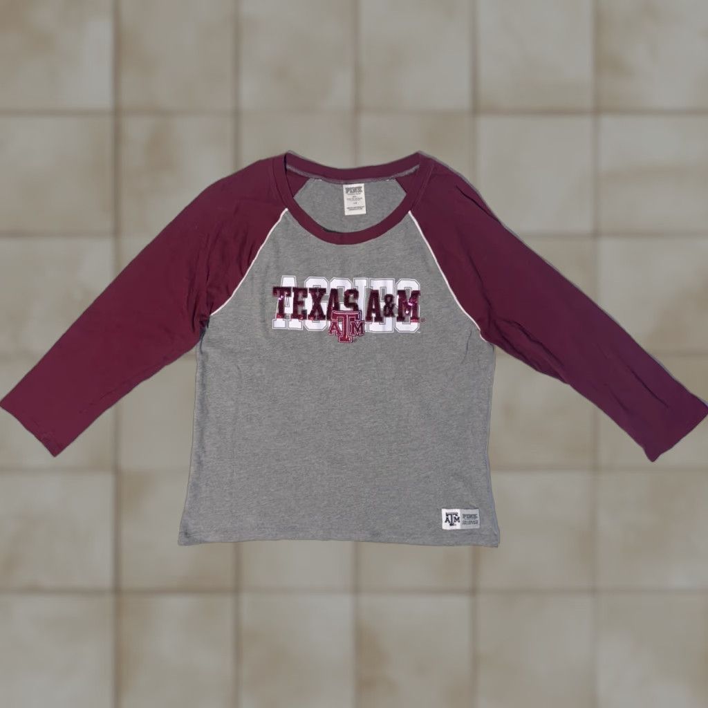 Victoria's Secret Victoria's Secret PINK Texas A&m Aggies Sequin Tshirt L Casual Logo T-Shirt Gray Short Sleeve Crew Neck Size L / US 10 / IT 46 - 1 Thumbnail