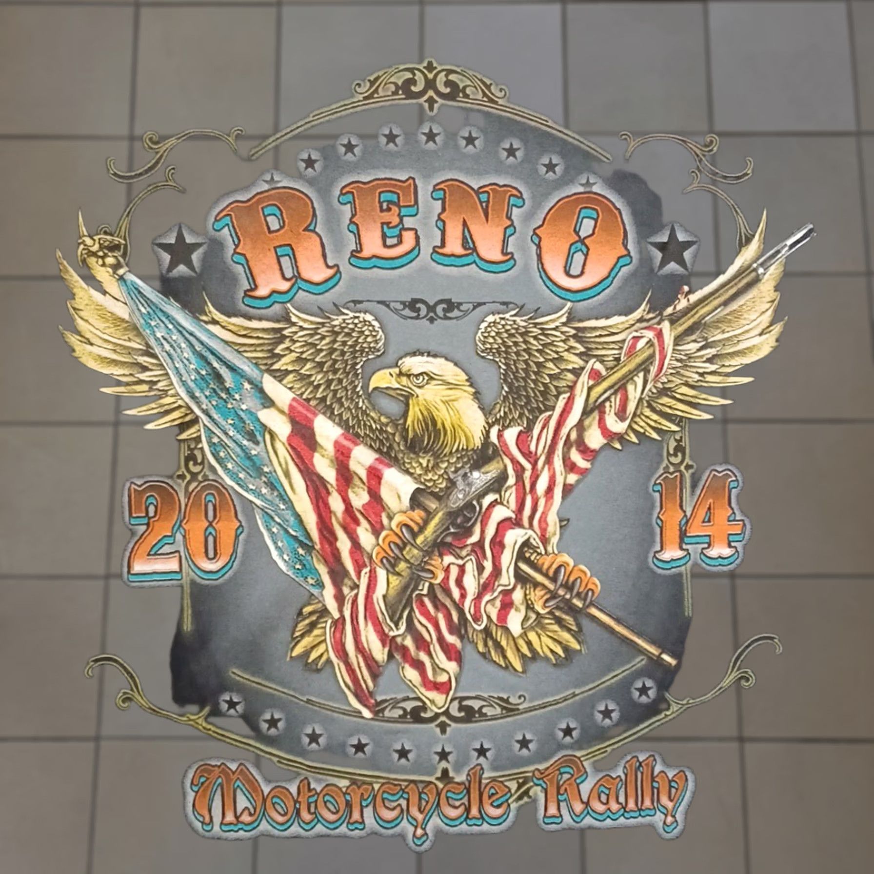 Gildan Reno Motorcycle Rally T Shirt Mens XL Black Double Side Graphic Eagle Logo 2014 Size US XL / EU 56 / 4 - 1 Thumbnail