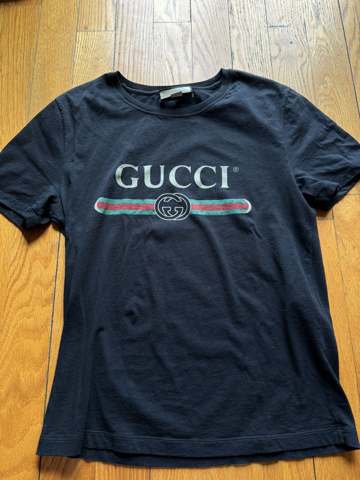 image of Gucci Logo Tee in Black, Men's (Size Small)