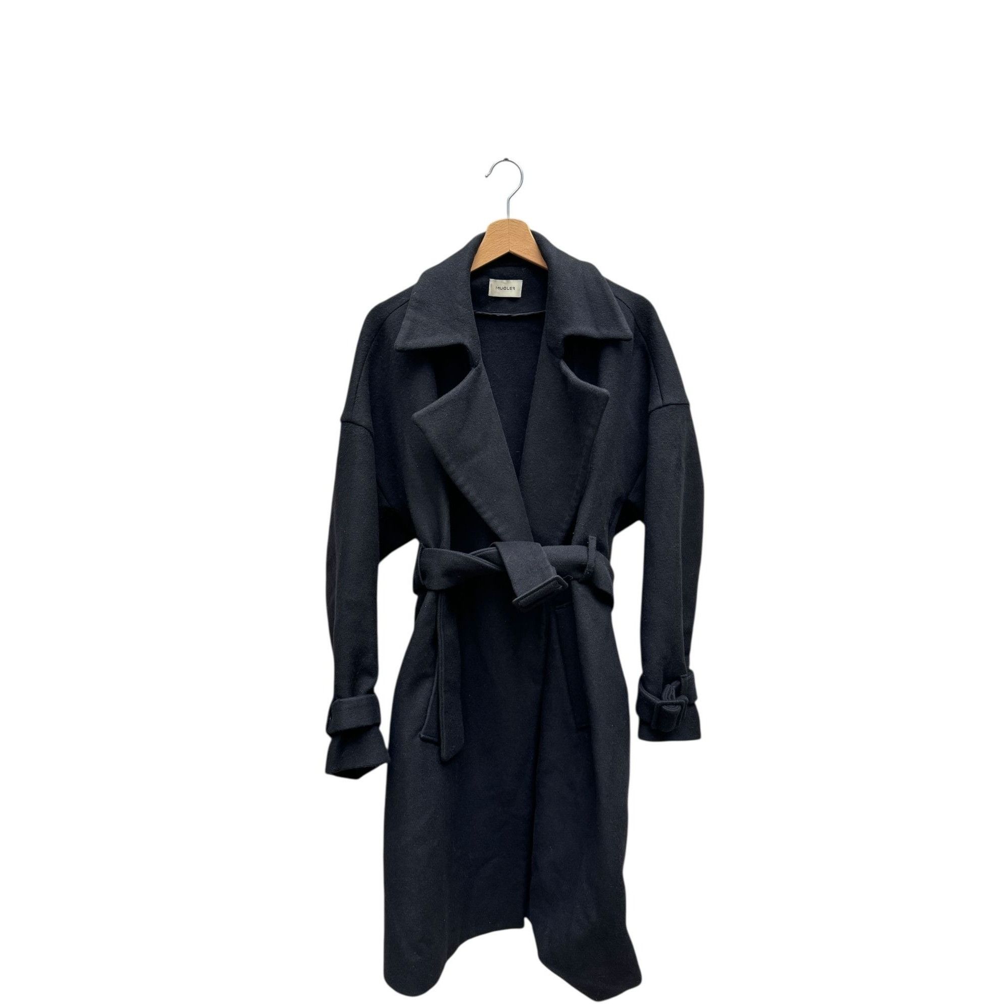 Mugler Black Wool Belted Coat Size M / US 6-8 / IT 42-44 - 1 Thumbnail