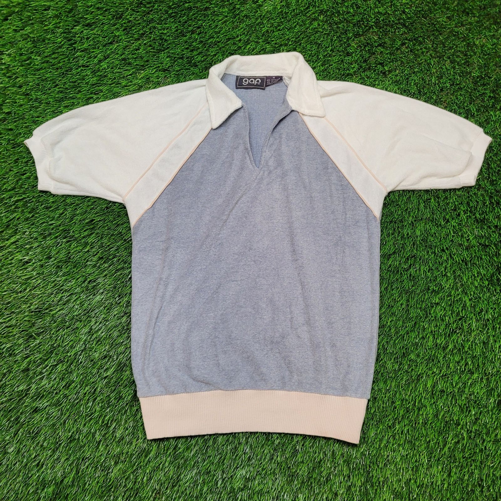 Gap VTG 80s GAP Terry Cloth Polo Top Womens M Batwing Sleeve Size M / US 6-8 / IT 42-44 - 1 Thumbnail