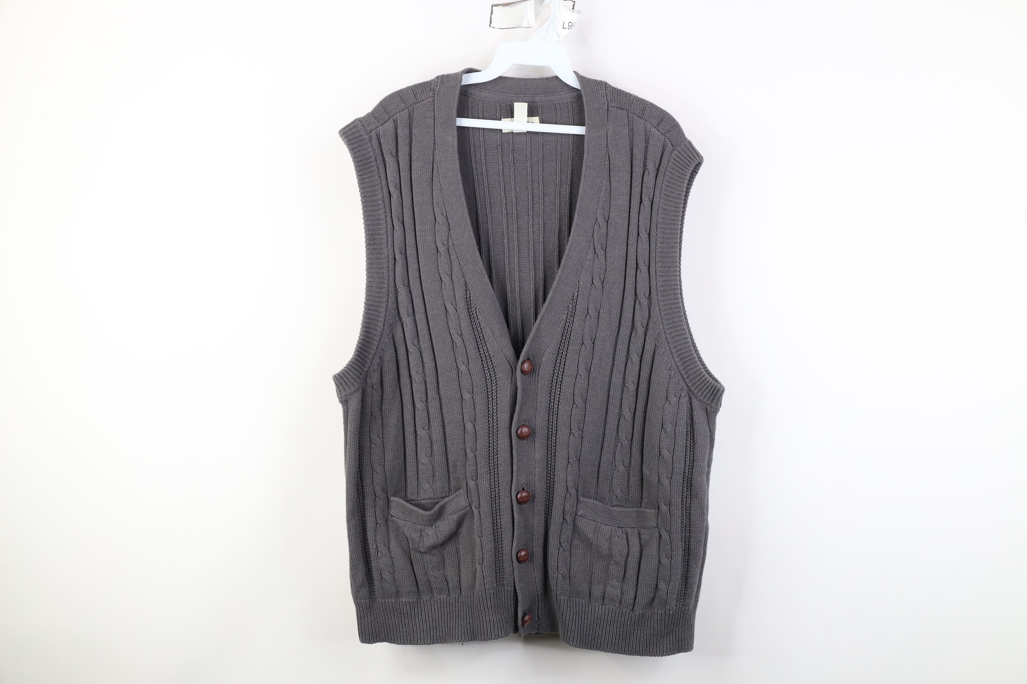 Vintage Vintage 90s Y2K Streetwear Knit Fisherman Sweater Vest Gray Size US XL / EU 56 / 4 - 1 Thumbnail