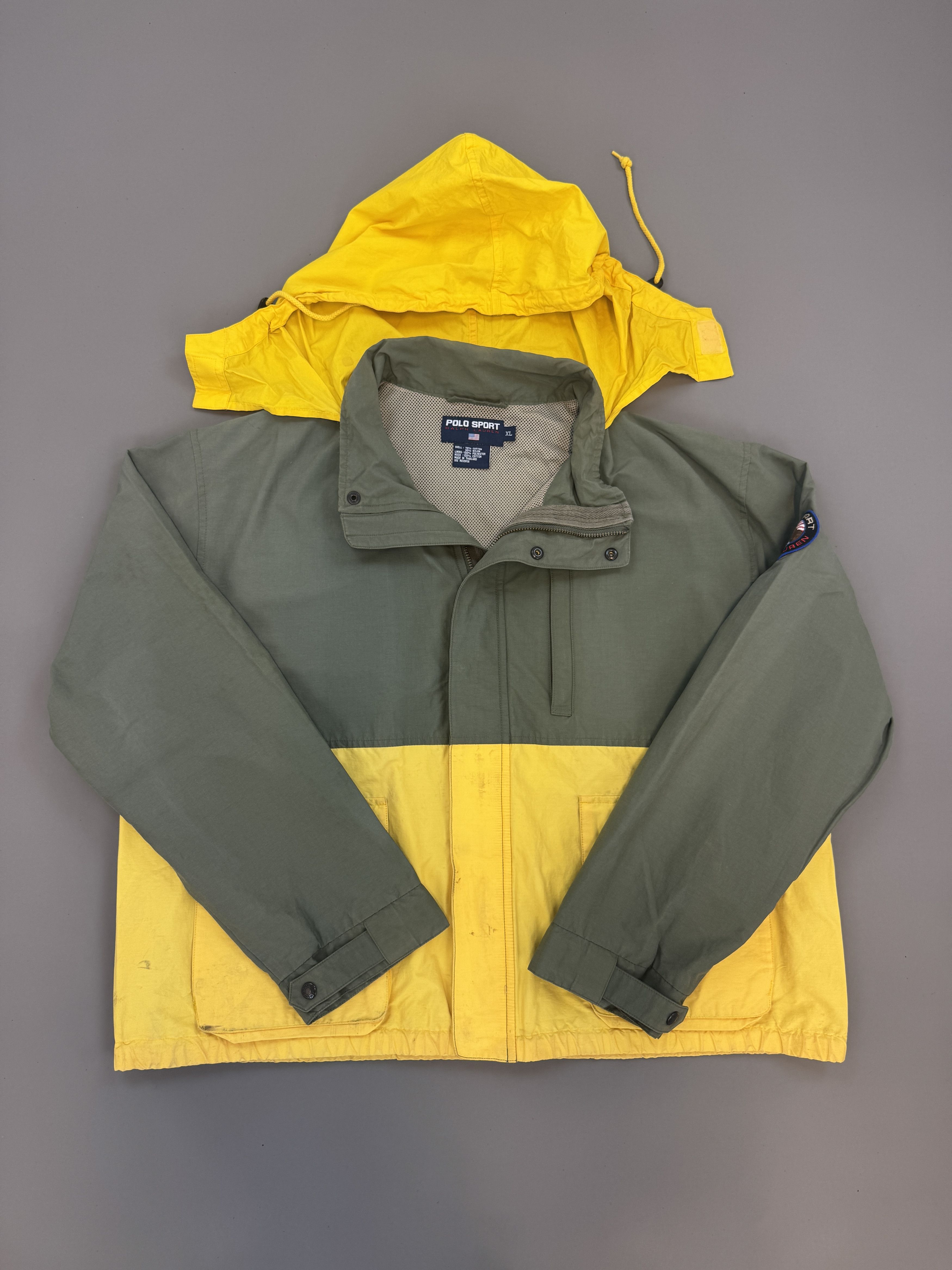 Ralph Lauren Sport Vintage Polo Sport Olive & Yellow Windbreaker Size US XL / EU 56 / 4 - 1 Thumbnail