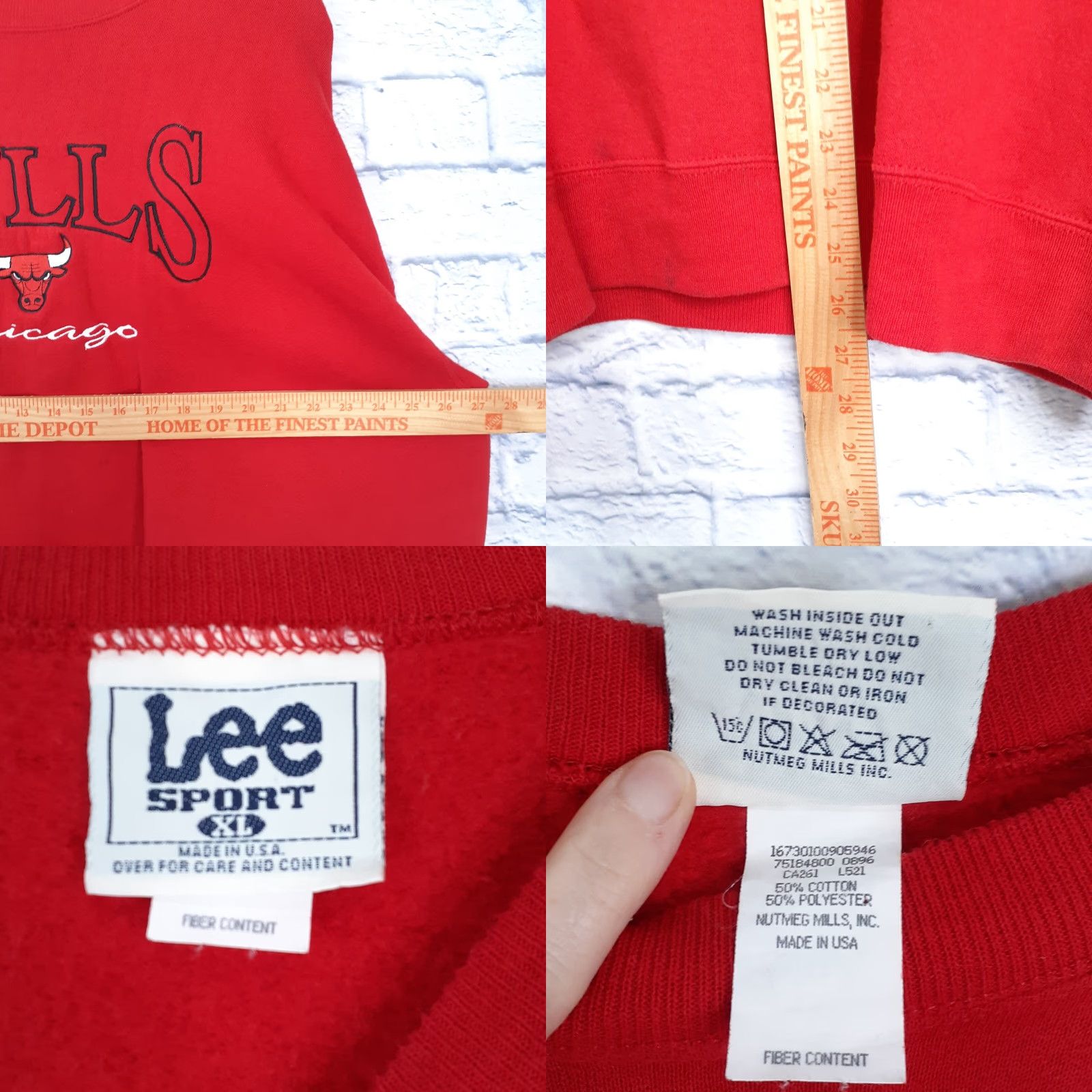 Lee VINTAGE Lee Sport Chicago Bulls Basketball Sweatshirt Embroidered Mens XL Red Size US XL / EU 56 / 4 - 8 Thumbnail
