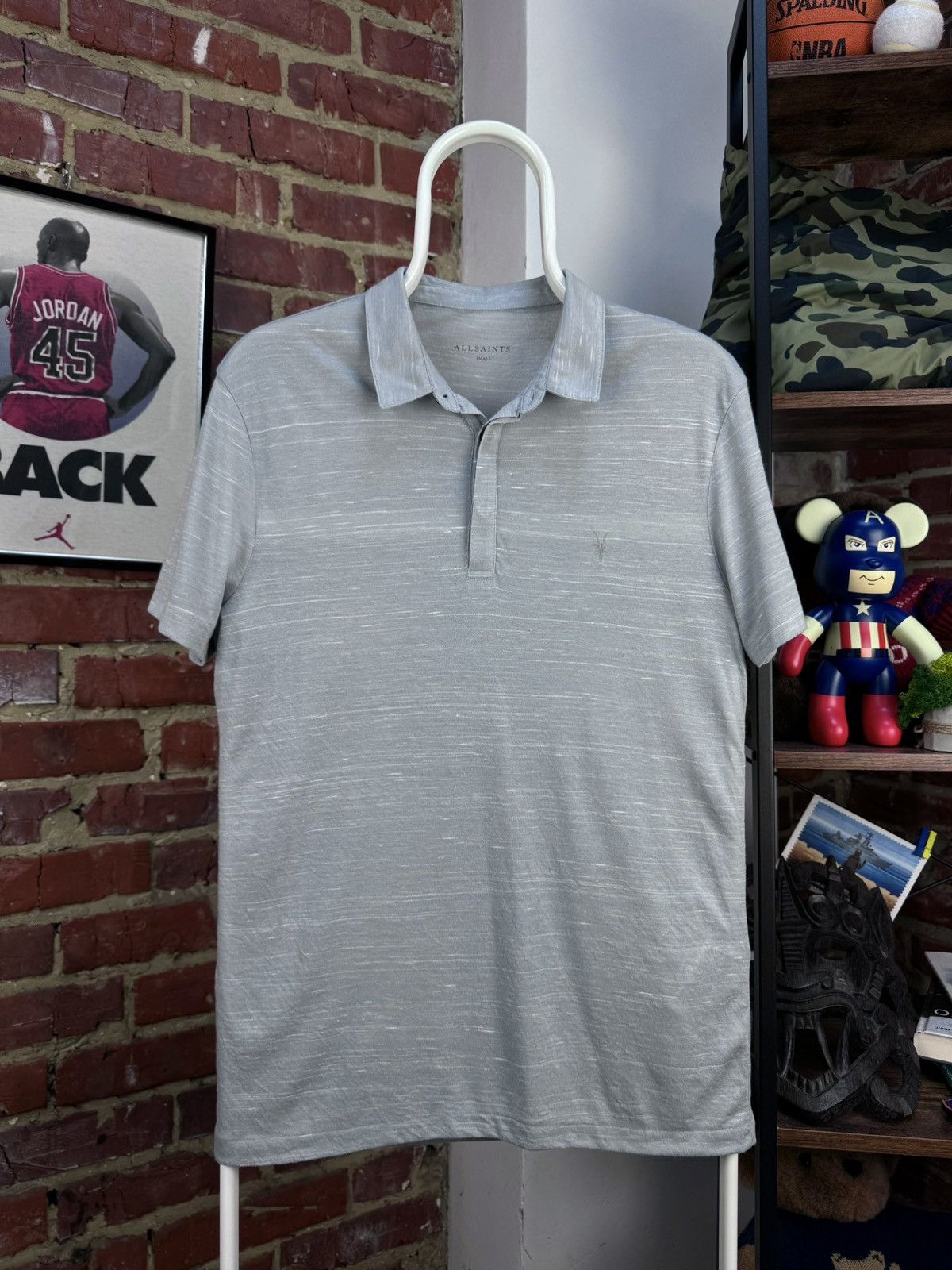 Allsaints ALLSAINTS Stanley Grey Short Sleeve Polo Shirt Size US S / EU 44-46 / 1 - 1 Thumbnail