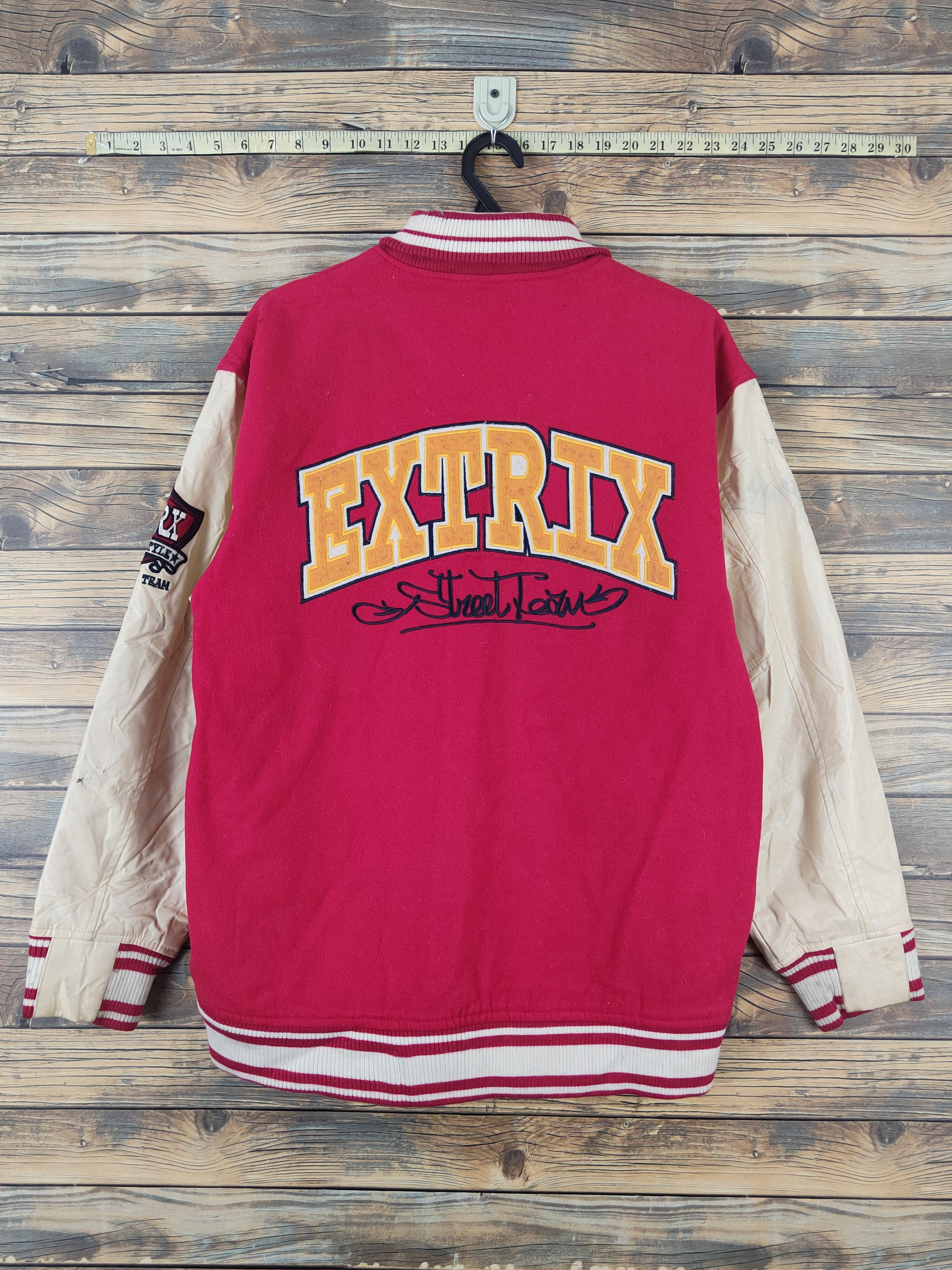 Japanese Brand DL Amore Puro Red Cream Varsity Jackets #W1111 Size US L / EU 52-54 / 3 - 1 Thumbnail