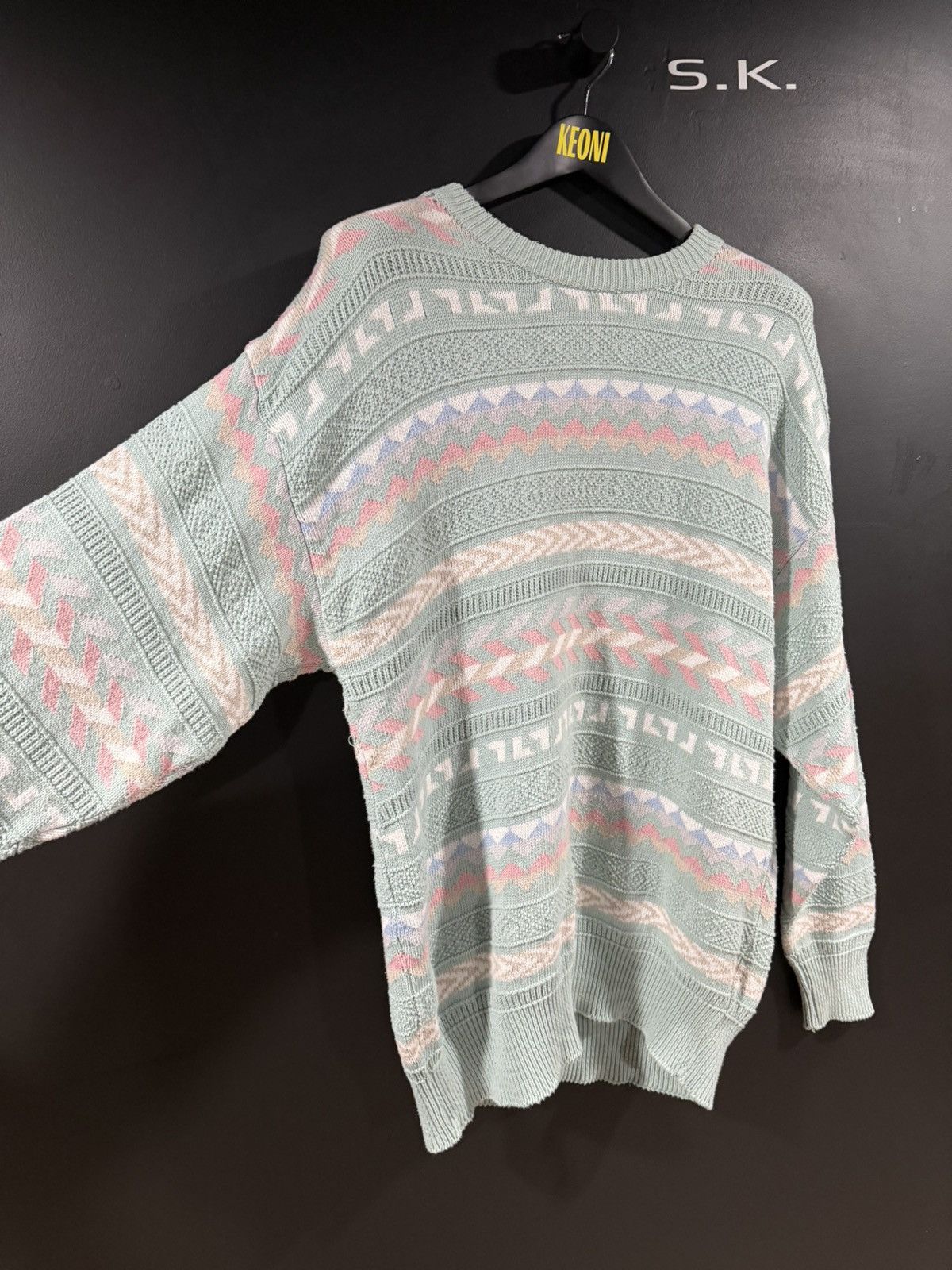 Van Heusen 1980s Vintage Van Heusen Pastel Knit Grunge Dad Sweater XL Size US XL / EU 56 / 4 - 3 Thumbnail