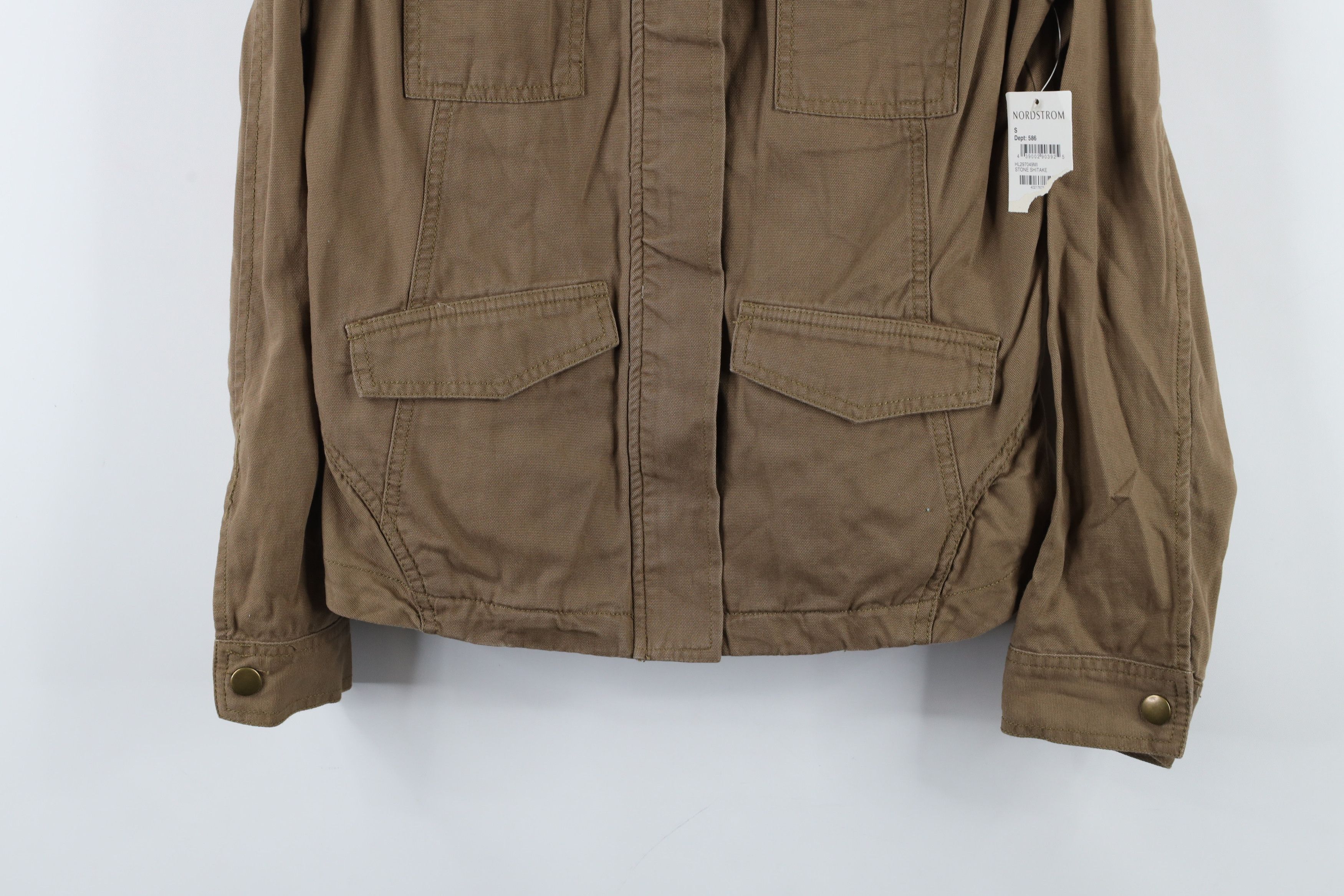 Vintage New Hinge Nordstrom Canvas Military Style Field Jacket Stone Size S / US 4 / IT 40 - 3 Thumbnail