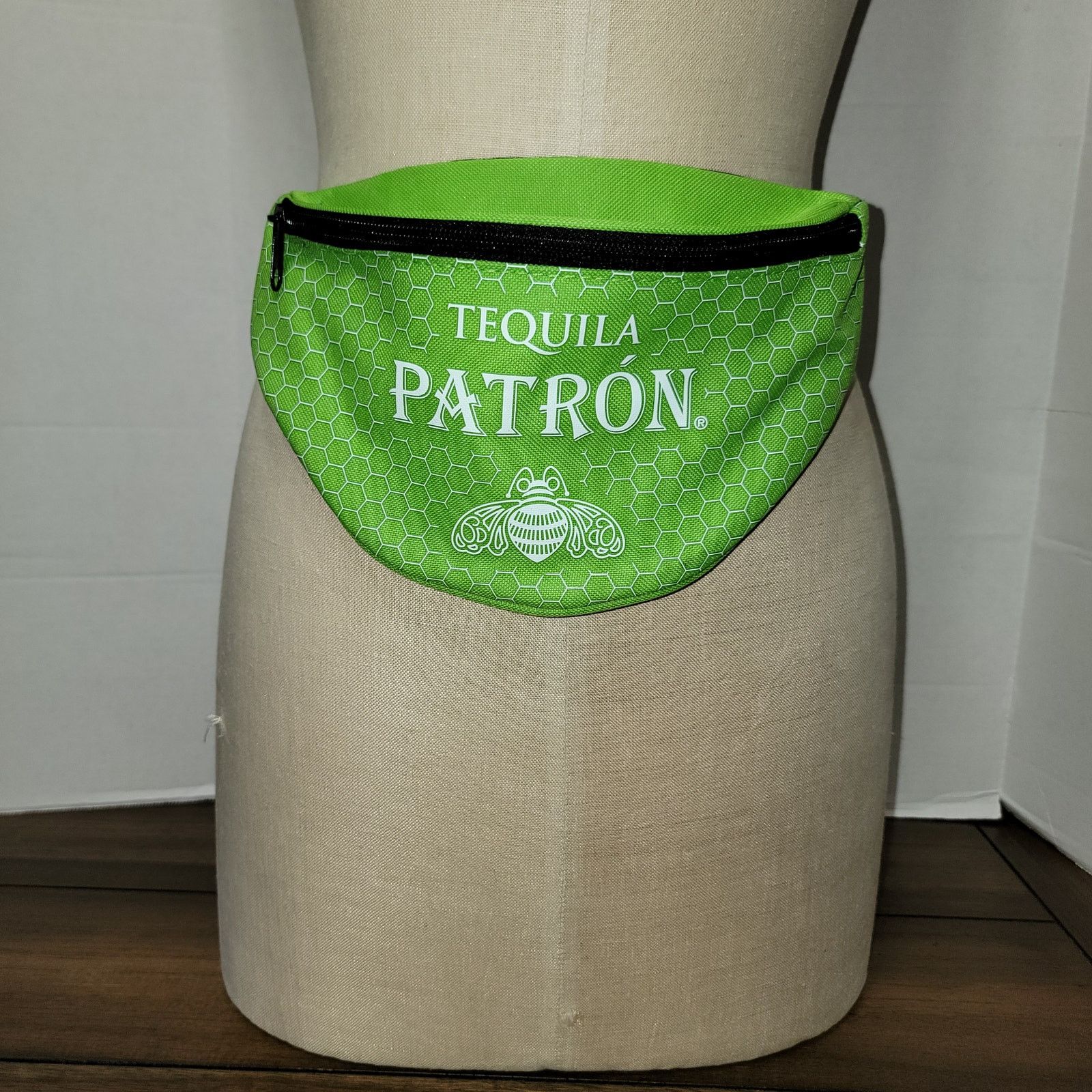 Patron Tequila Bright Green Fanny Pack W/ Honeycomb & Bee, Men's