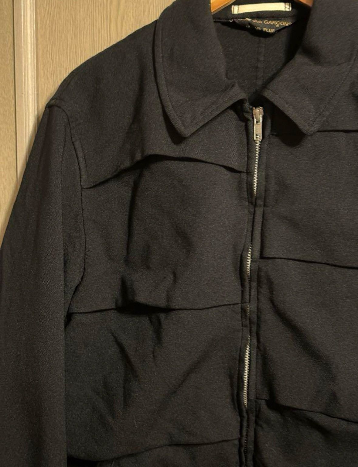 comme des garcons homme plus garment treated layered zip jacket