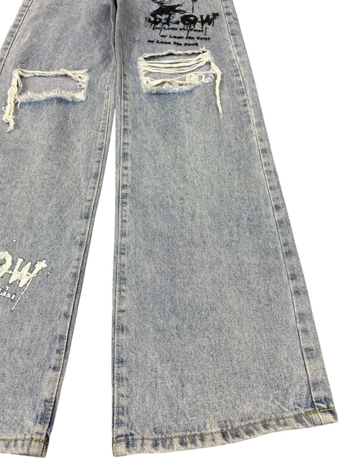 Shein Vintage Shein Flaming Jesus Printed Distressed Baggy Jeans Size 26" / US 2 / IT 38 - 7 Thumbnail
