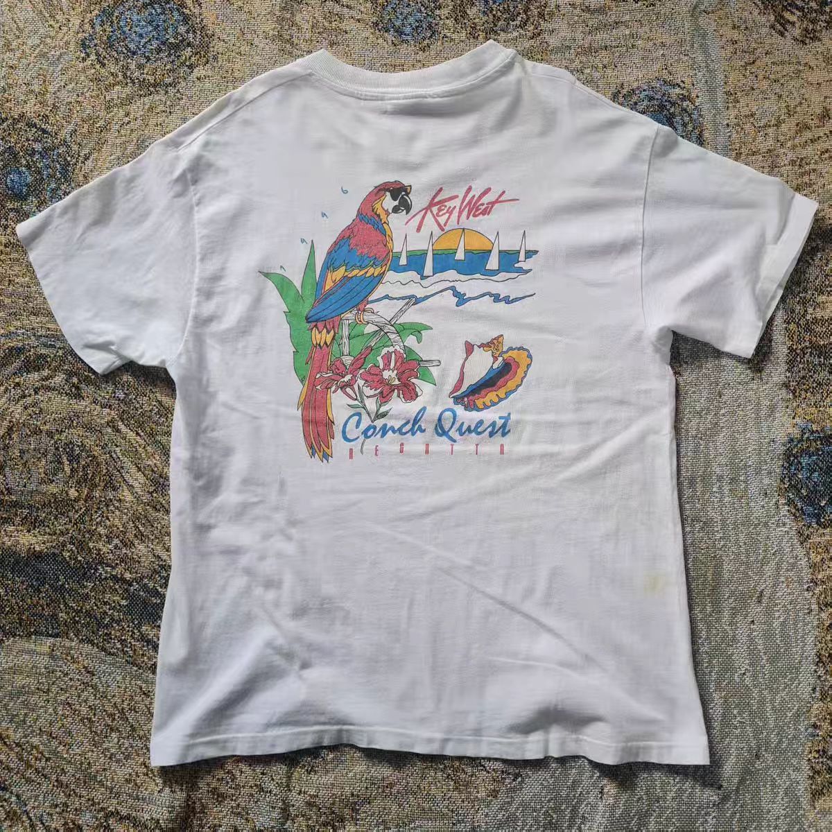 Vintage White washed vintage parrot print t-shirt Size US M / EU 48-50 / 2 - 1 Thumbnail