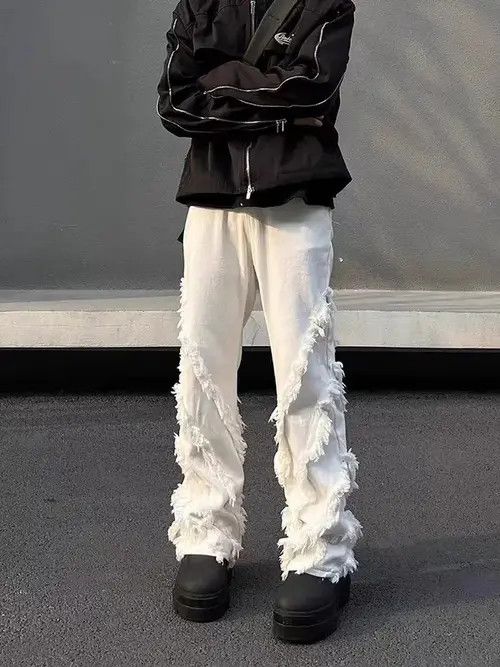 Ring Of Fire High street fringed raw edge slightly flared jeans Size US 32 / EU 48 - 3 Thumbnail