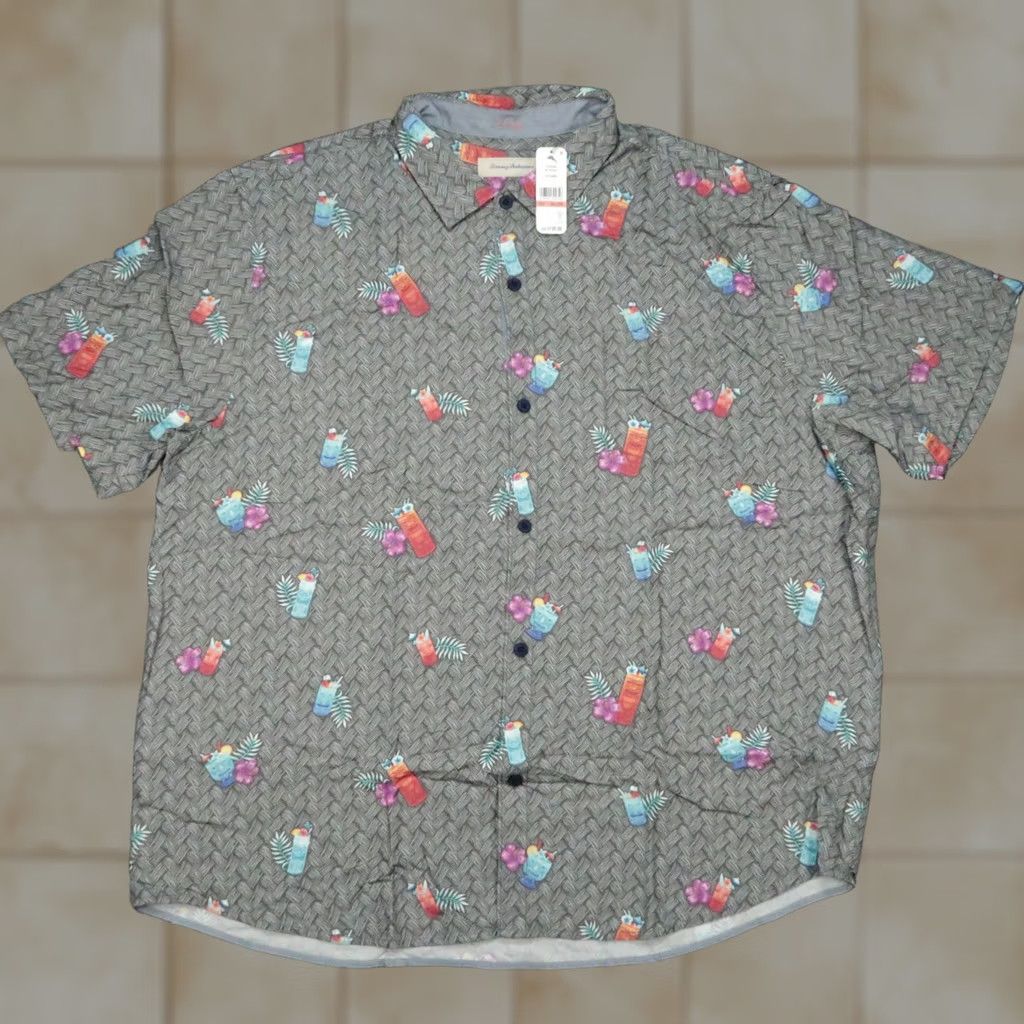 Tommy Bahama Tommy Bahama Shirt Mens 3XL Gray Tiki Cocktails Graphic Short Sleeve Hawaiian Shirt Mens 3XL Gray Graphic Print Vintage: No Size US XXL / EU 58 / 5 - 1 Thumbnail