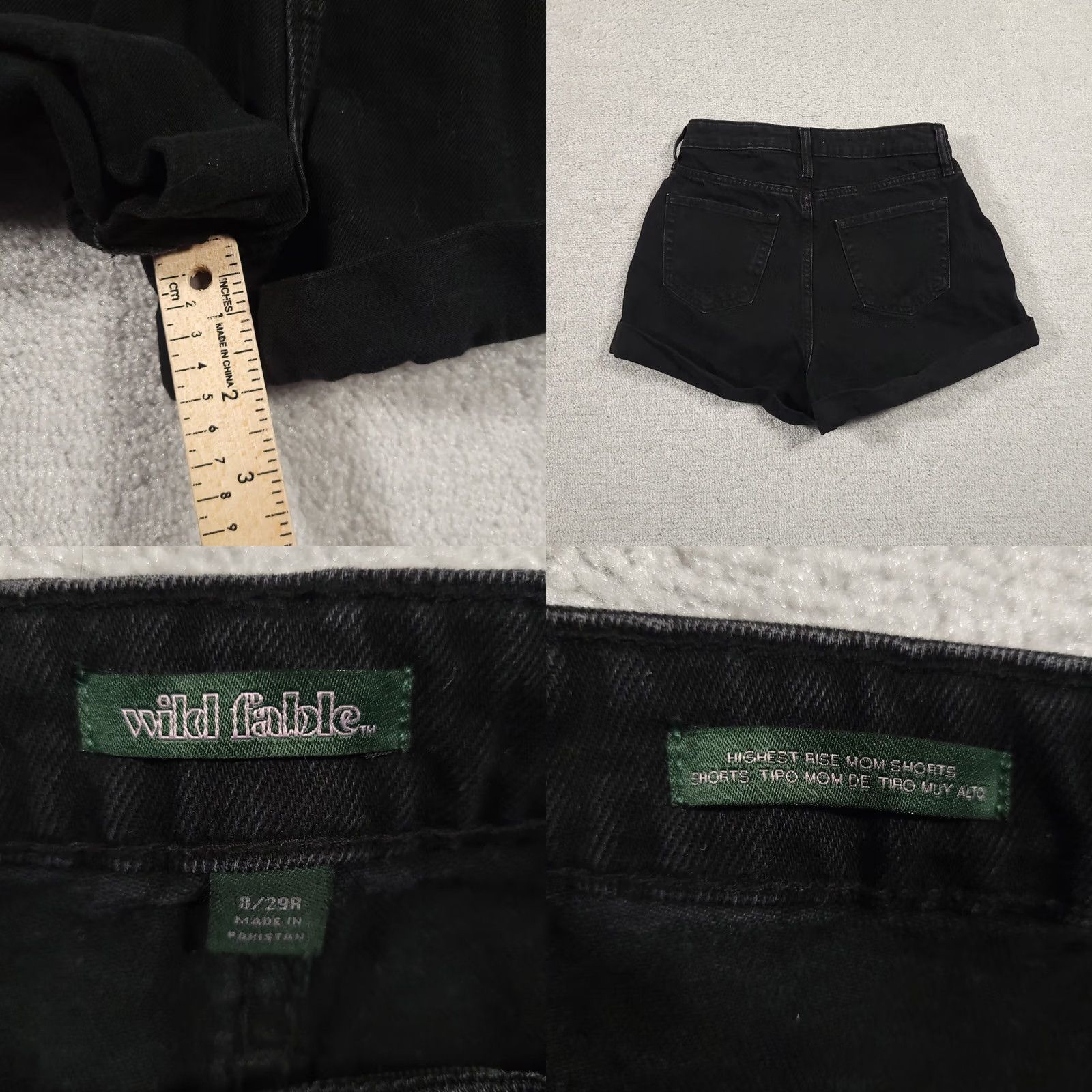 Vintage Wild Fable Jean Shorts Highest Rise Women's Size 8 Black Denim 2" Cuffed High Rise 27in Waist 5-Pocket Shorts Casual Vintage: NoMens Womens Girls Size 30" / US 8 / IT 44 - 8 Thumbnail