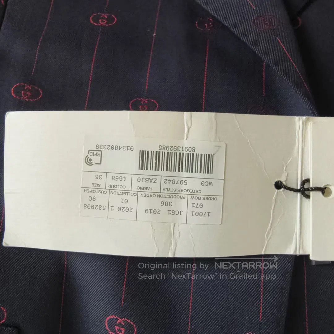 Gucci Guicci Navy All-Over Print One-Button Suit Jacket| Size XS / US 0-2 / IT 36-38 - 6 Thumbnail