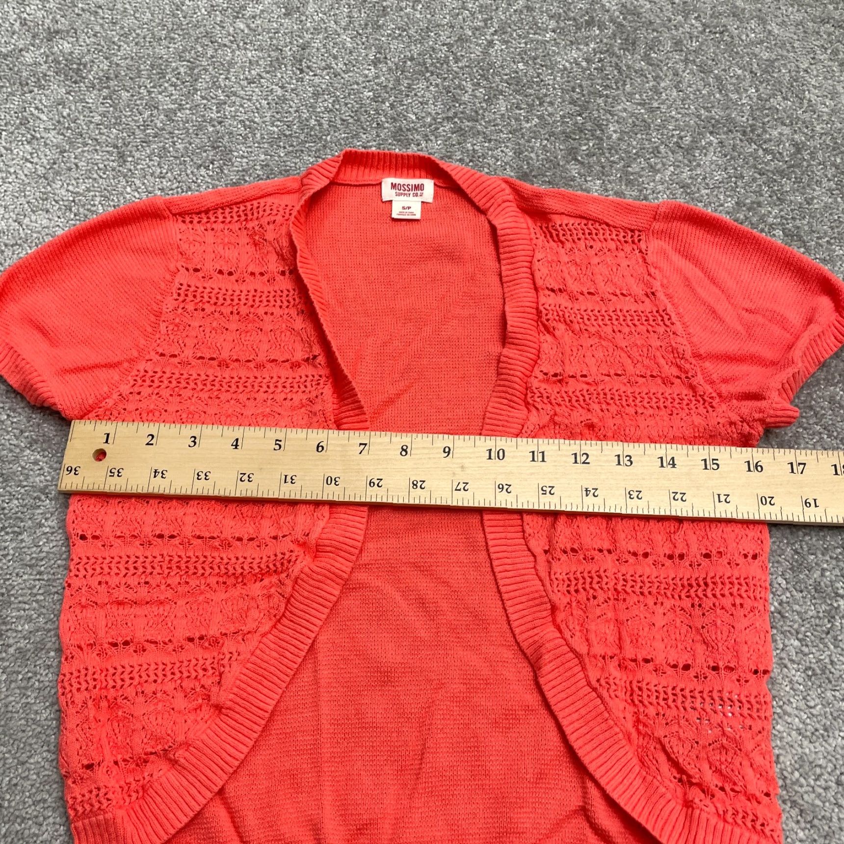 Mossimo Mossimo Open Cardigan Sweater Juniors S Orange Knit Short Sleeve Stretch Cotton Size S / US 4 / IT 40 - 6 Thumbnail