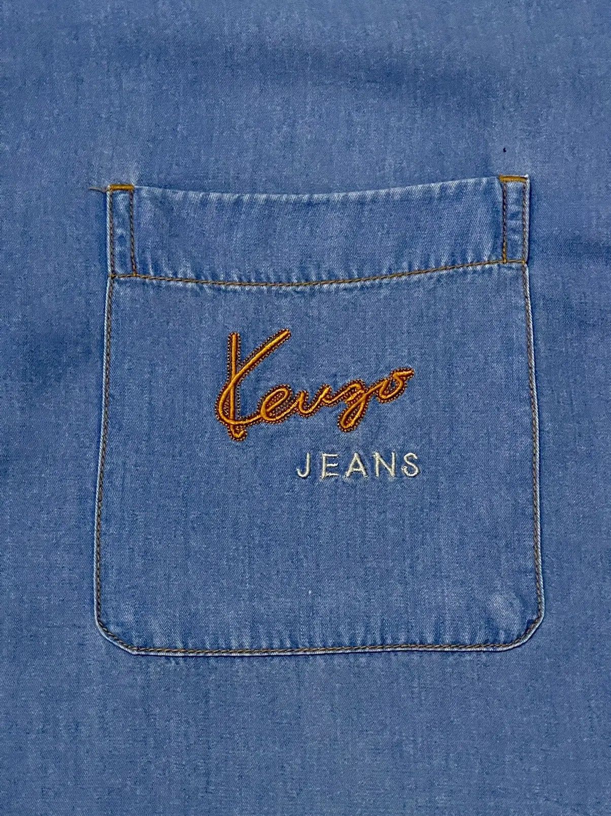 Kenzo 90s Kenzo Jeans Embroidered Pocket Denim Button Down Shirt Size US L / EU 52-54 / 3 - 3 Thumbnail