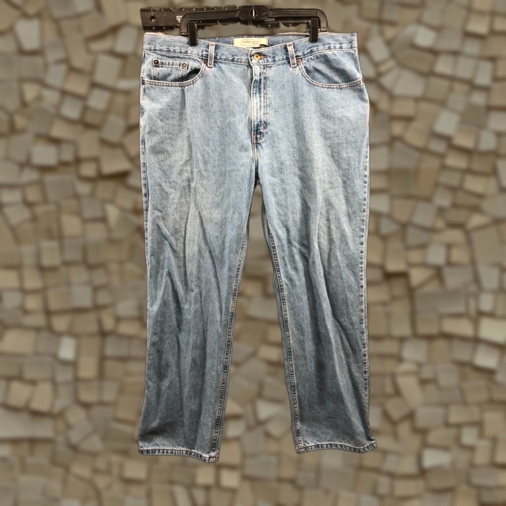 Vintage Urban Pipeline Jeans Straight Mid Rise Denim Blue 40x30 Mens Regular 5-Pocket Built-In Belt Loops Logo Cotton Blend Size US 40 / EU 56 - 1 Thumbnail