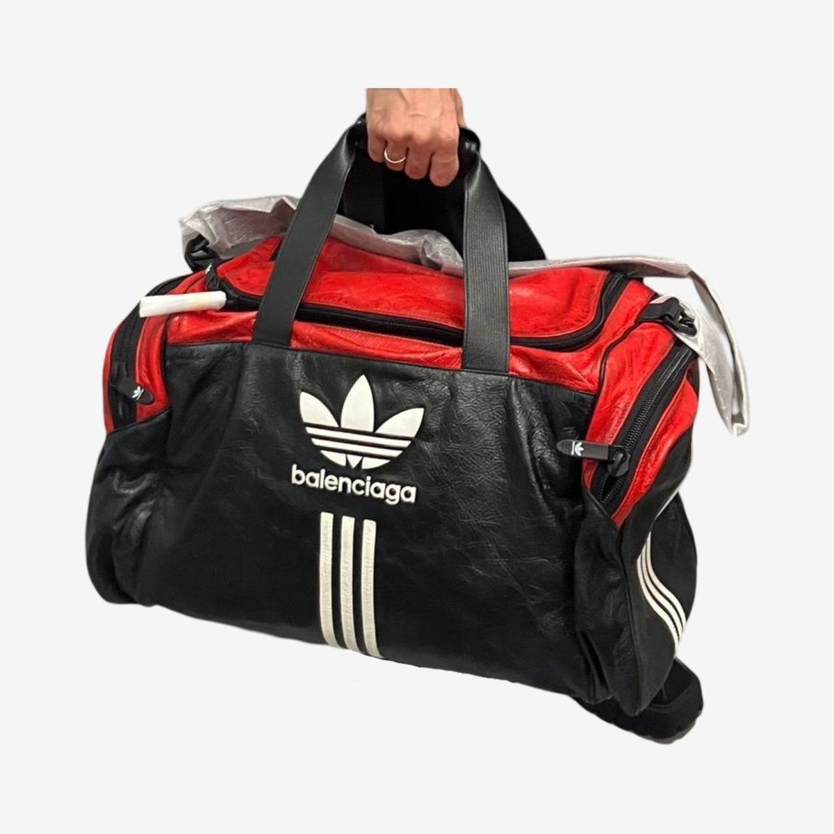 Balenciaga Balenciaga x Adidas Full Leather Red Black Duffle Bag Size ONE SIZE - 6 Thumbnail