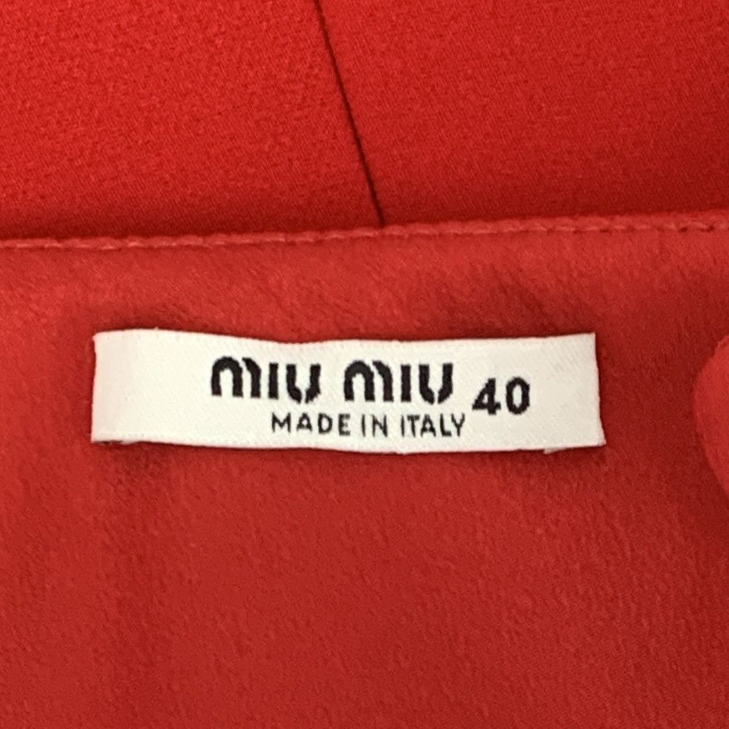 Miu Miu Miu Miu Red V-neck Bow Cutout Back Sleeveless Dress K26WX Size L / US 10 / IT 46 - 5 Thumbnail