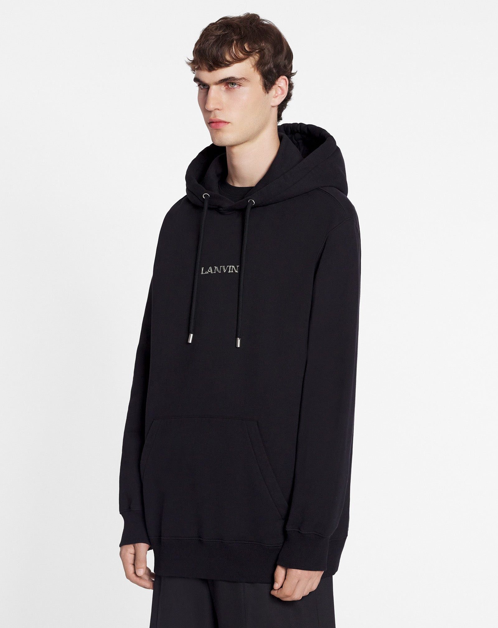 Lanvin o1mle0825 Unisex Loose-Fitting Logo Hoodie in Black Size US XXS / EU 40 - 5 Thumbnail