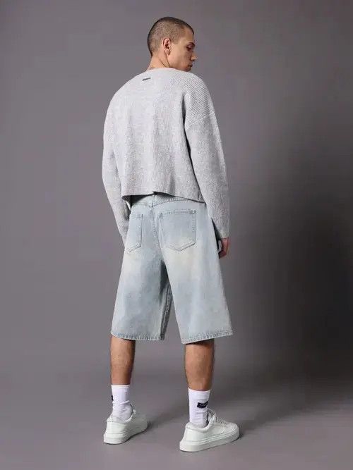 Other Washed Denim Jeans Drip Drill Shorts Jorts Size US 32 / EU 48 - 4 Thumbnail