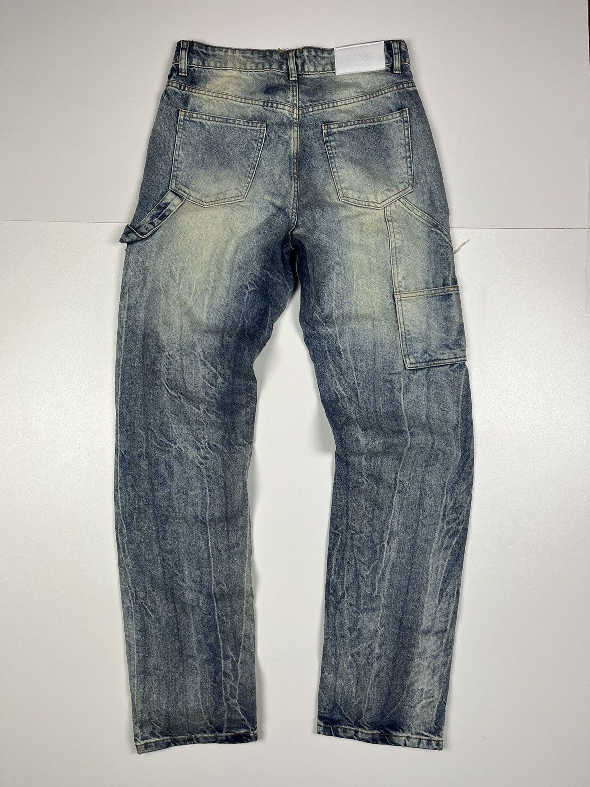 Other Boohoo Distressed Carpenter Cargo Multipocket Washed Denim Size US 32 / EU 48 - 2 Thumbnail