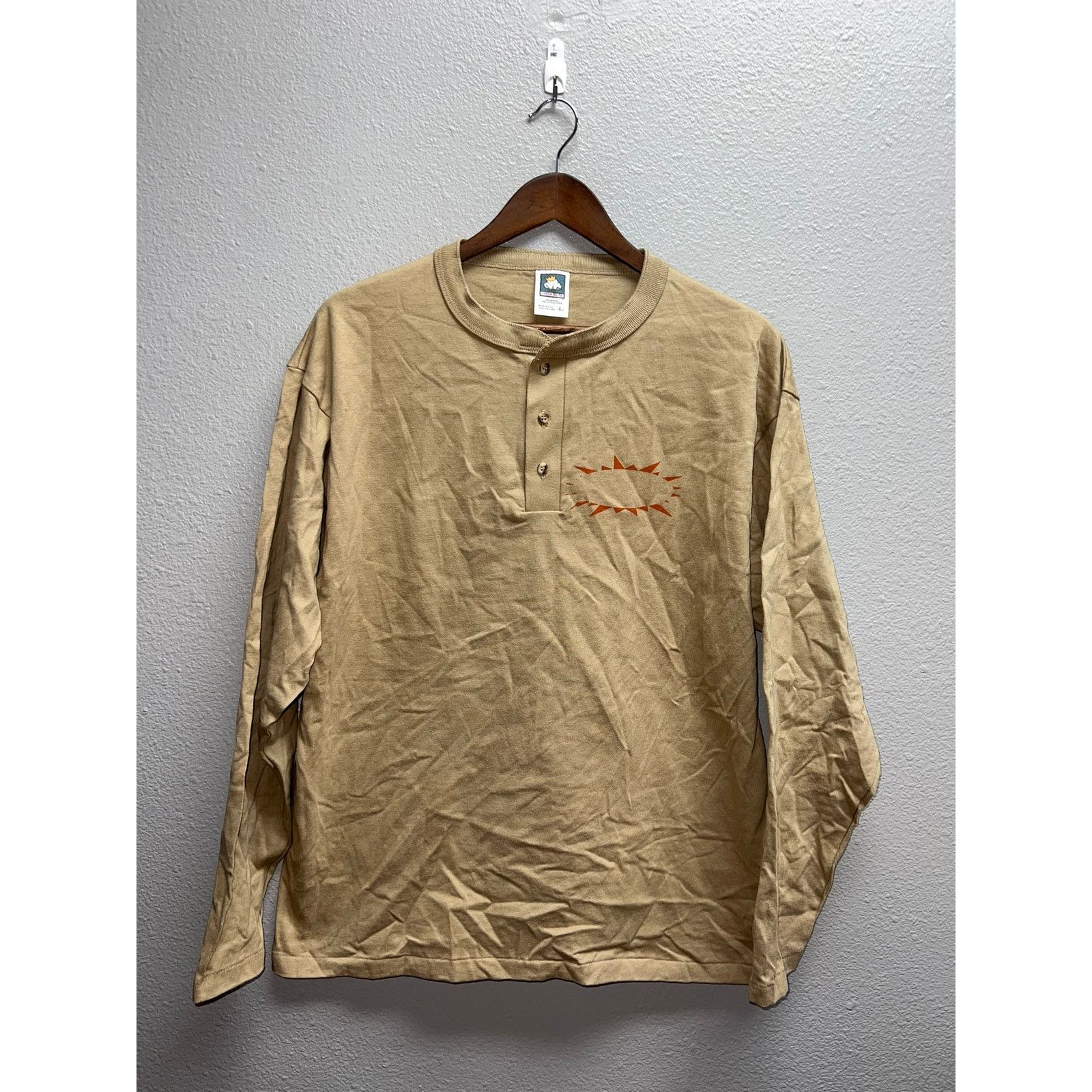 Anvil Vintage Long Sleeve Brown Shirt 1/4 Button Up Tee Large 90s Size US L / EU 52-54 / 3 - 1 Thumbnail