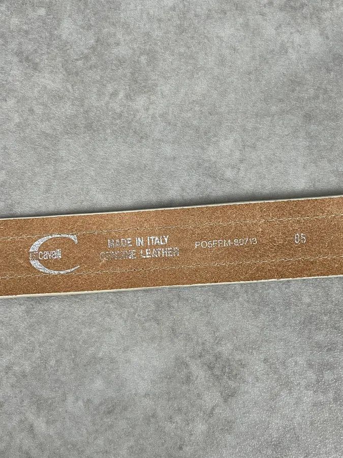 Just Cavalli 2000s Cavalli Beige Royal Buckle Leather Belt Size ONE SIZE - 7 Thumbnail