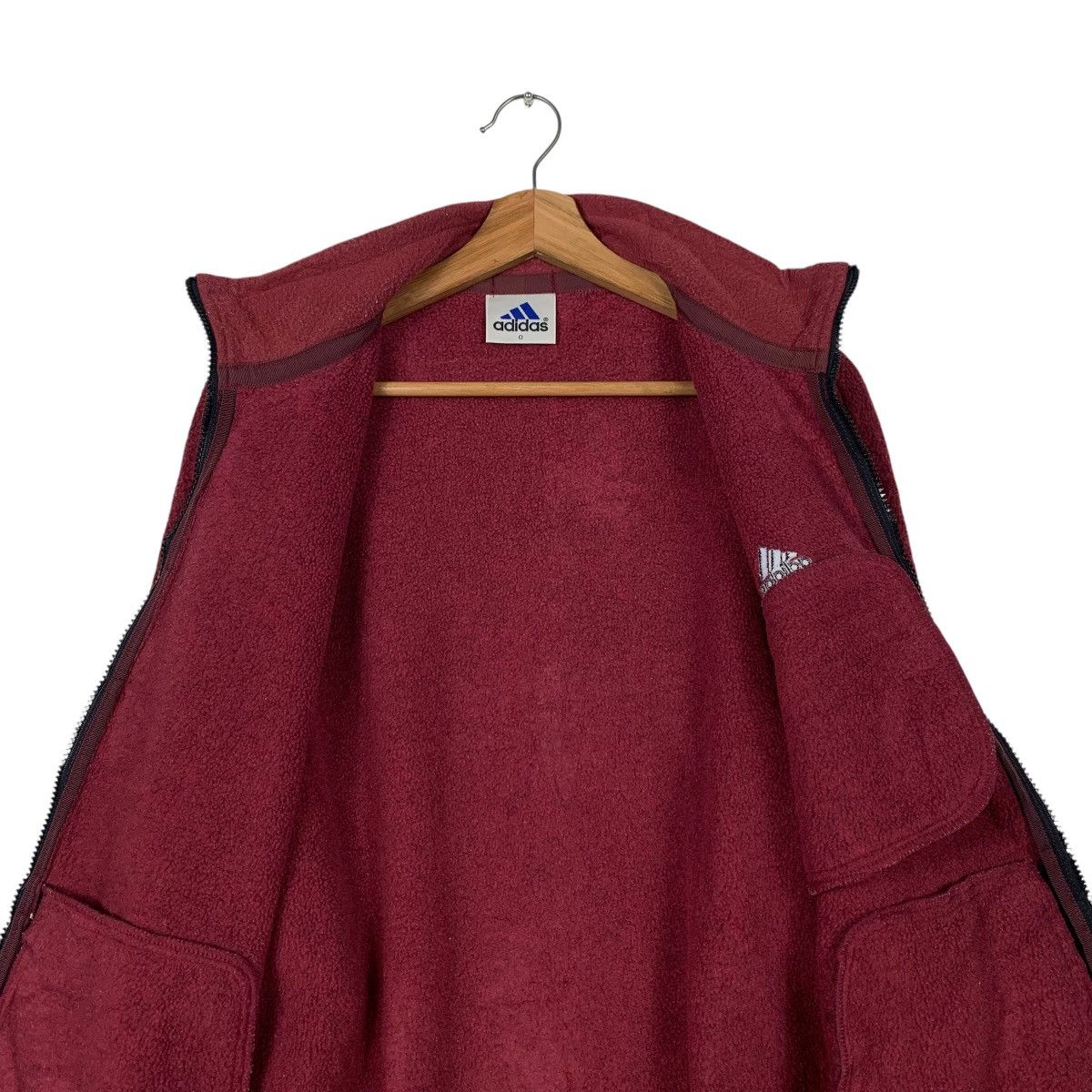 Adidas 90’s ADIDAS Embroidery Logo Maroon Fleece Jacket #2091-C91 Size US L / EU 52-54 / 3 - 12 Thumbnail