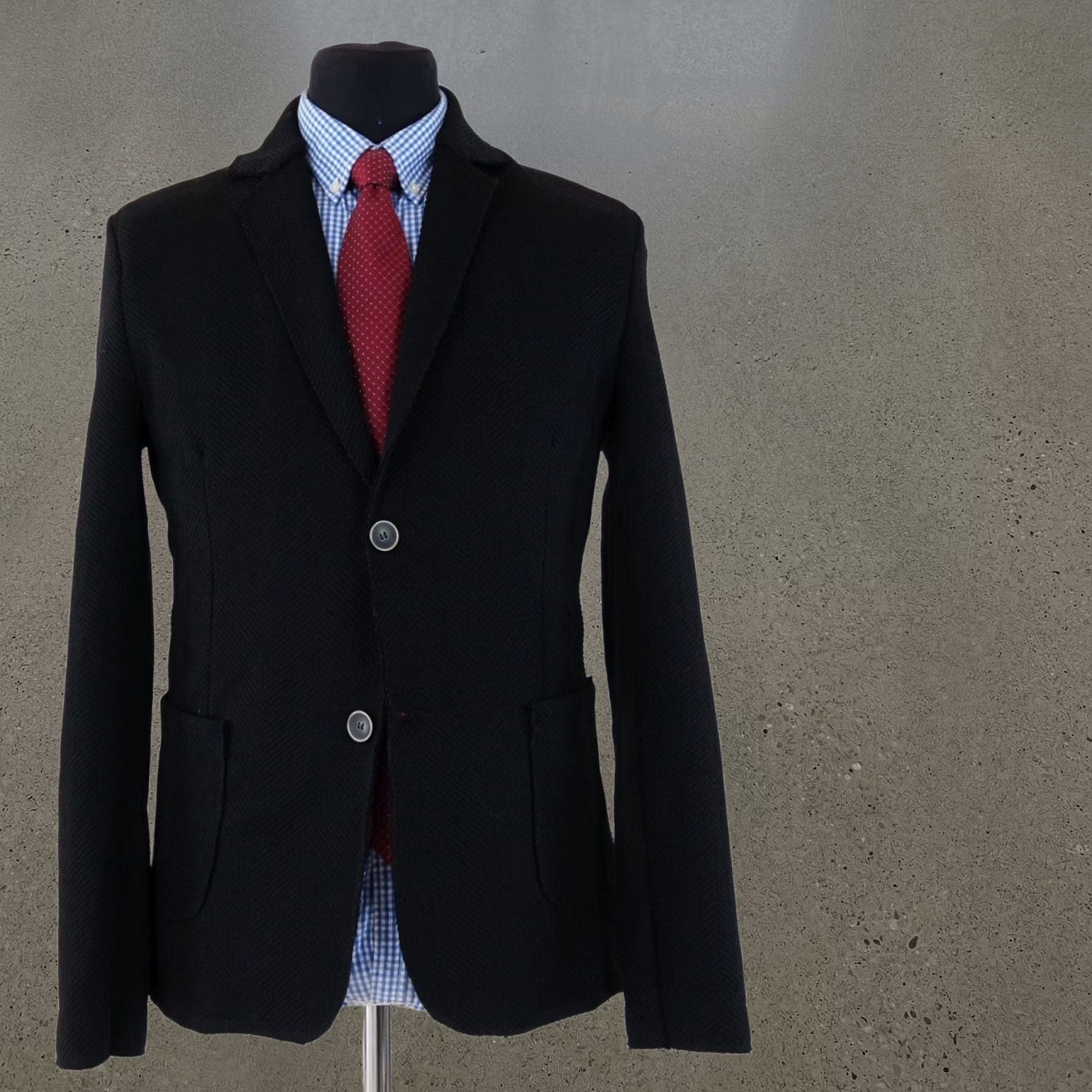 Italian Army Blazer Sport Coat Jacket Herringbone Black 40r Us Size Mens, Men's