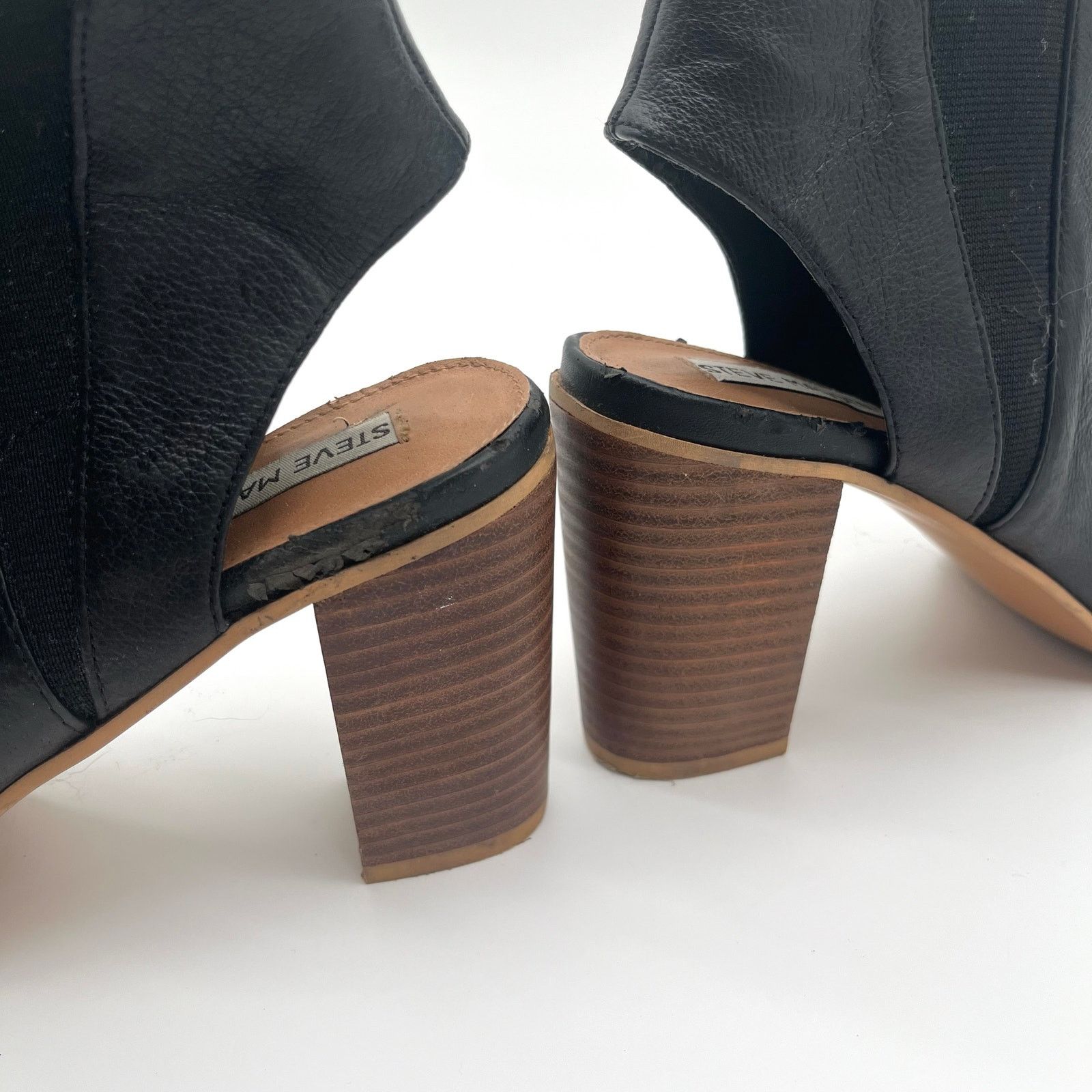 Steve Madden STEVE MADDEN Leather Open Toe Booties, Black, 10 Size US 10 / IT 40 - 6 Thumbnail