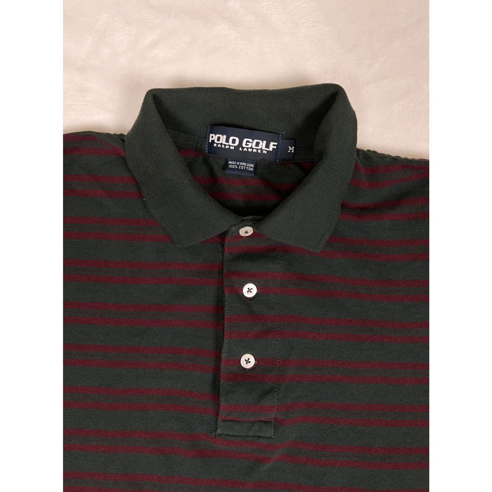 Ralph Lauren VINTAGE Ralph Lauren Polo Golf Shirt Striped Green Red Medium Men Polo Shirt Short Sleeve Collared 90s Preppy Golf Size US M / EU 48-50 / 2 - 2 Thumbnail