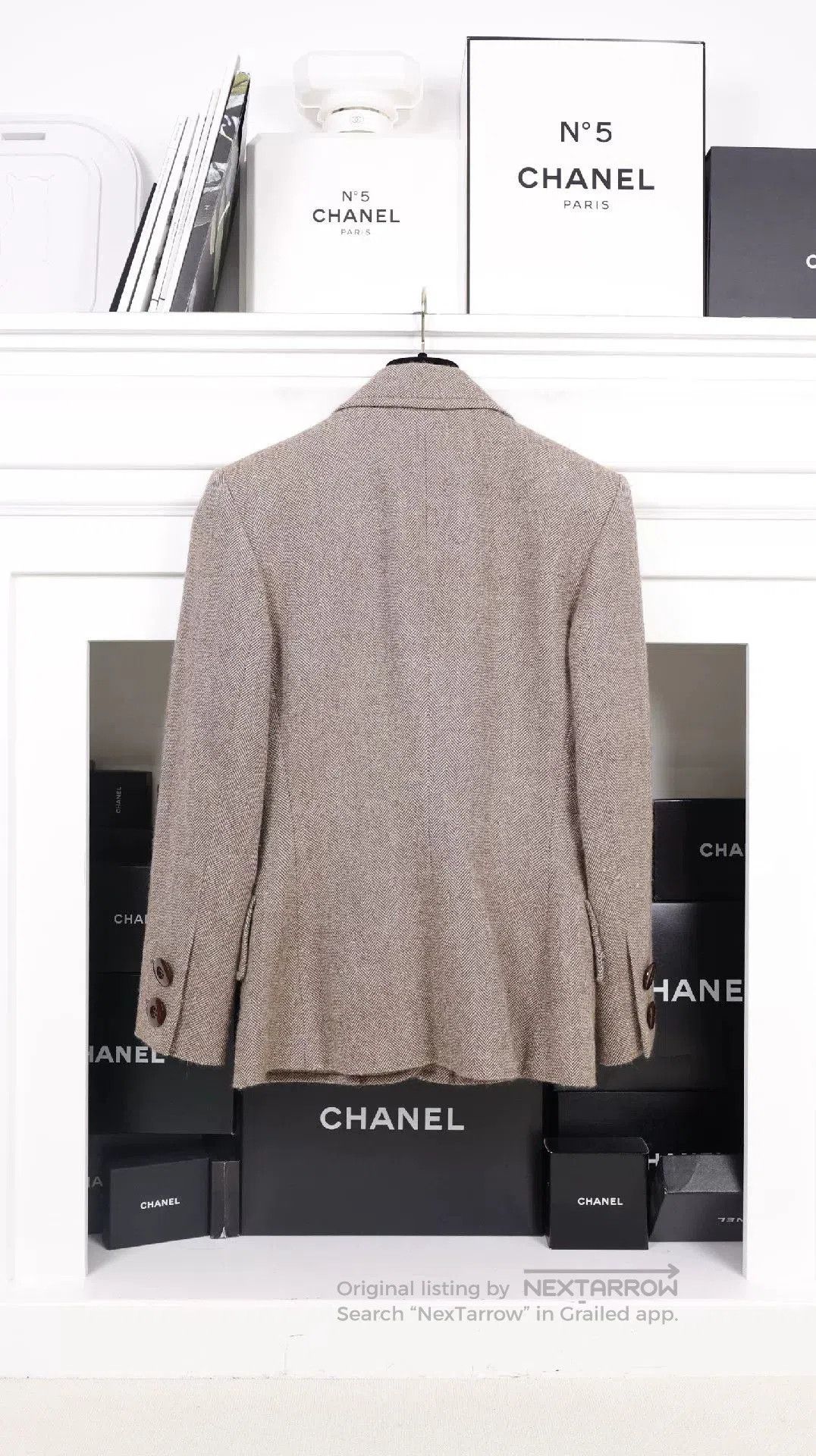 Saint Laurent Paris YSL Brown Herringbone Tweed Blazer. Size M / US 6-8 / IT 42-44 - 2 Thumbnail