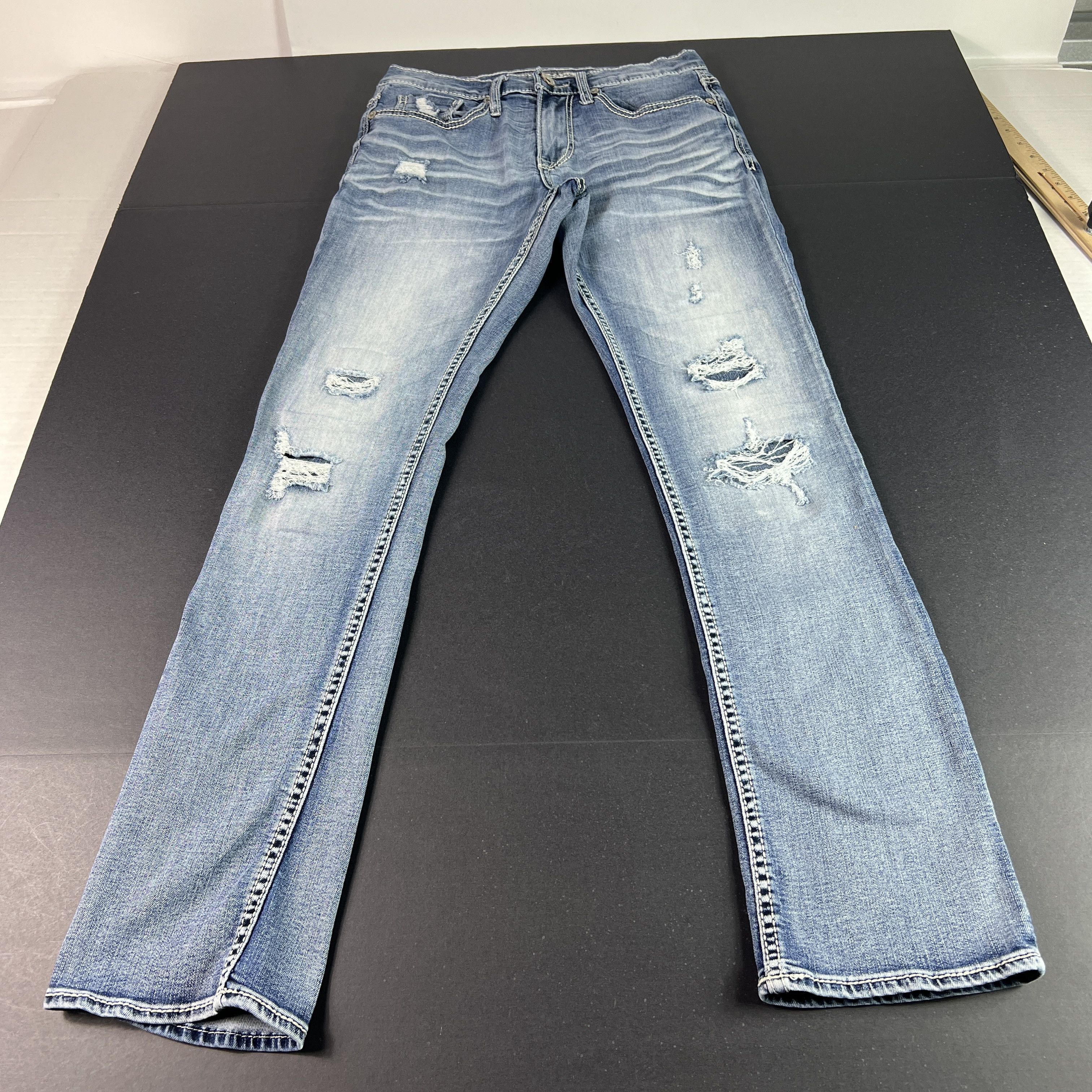 BKE BKE Jeans Jake Straight Light Blue Faded Distressed Denim Size US 28 / EU 44 - 1 Thumbnail