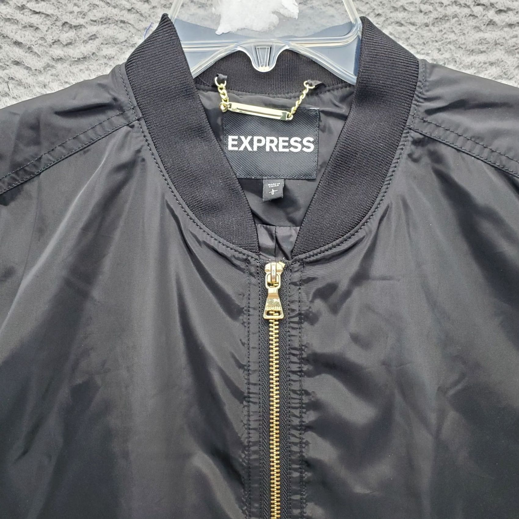 Express Express Bomber Jacket Women Large Black Windbreaker Long Sleeve Outdoor Full Zip Size L / US 10 / IT 46 - 7 Thumbnail