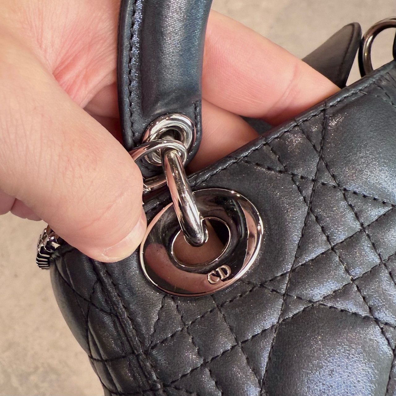 Dior Dior 2015 Metallic Midnight Blue Calfskin Mini Lady Dior Bag Size ONE SIZE - 12 Thumbnail