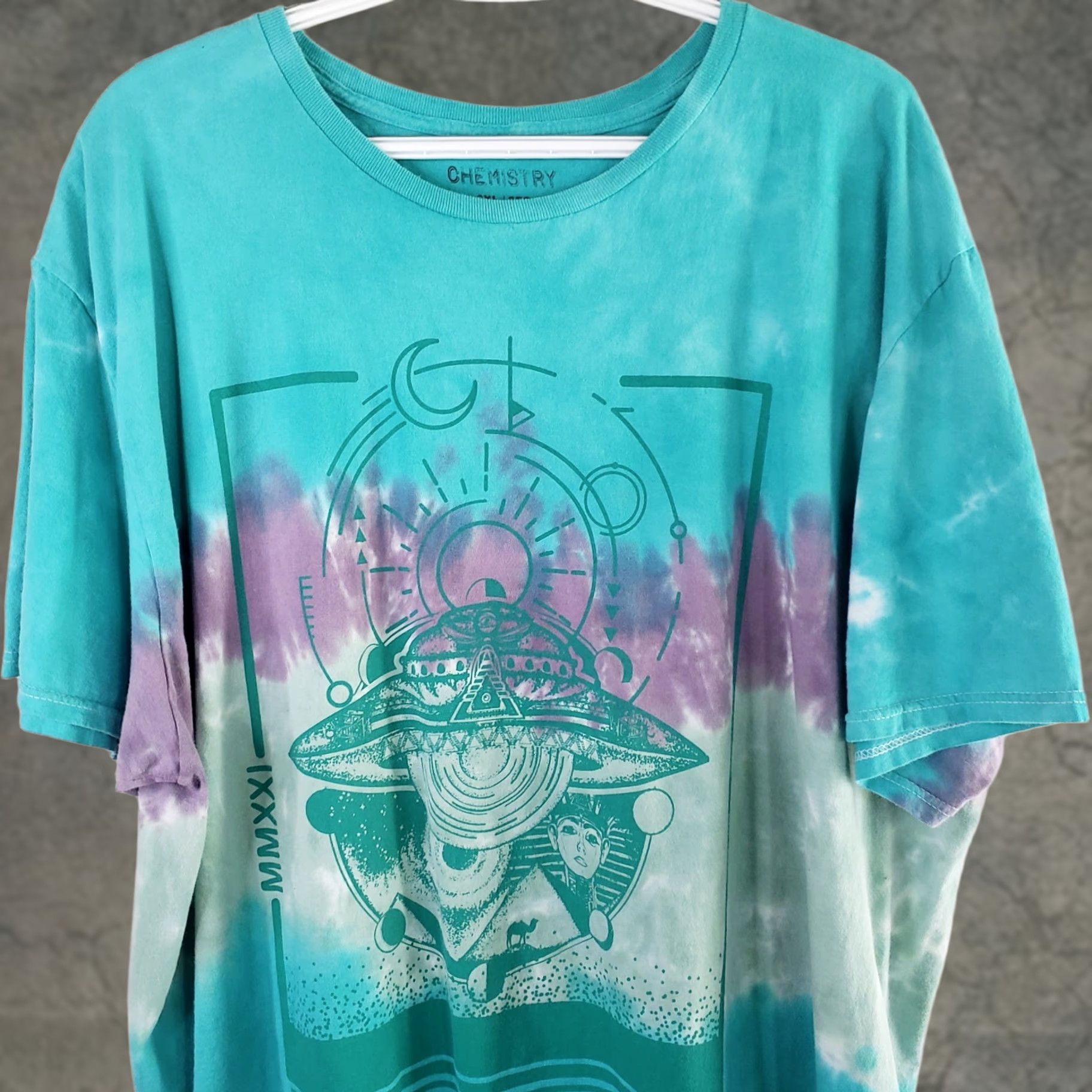 Vintage Chemistry T-Shirt Unisex 3XL Short Sleeve Tie Dye World Tour Front Graphic Purple Teal Summer Casual Mens Womens Size XXL / US 16-18 / IT 52-54 - 1 Thumbnail
