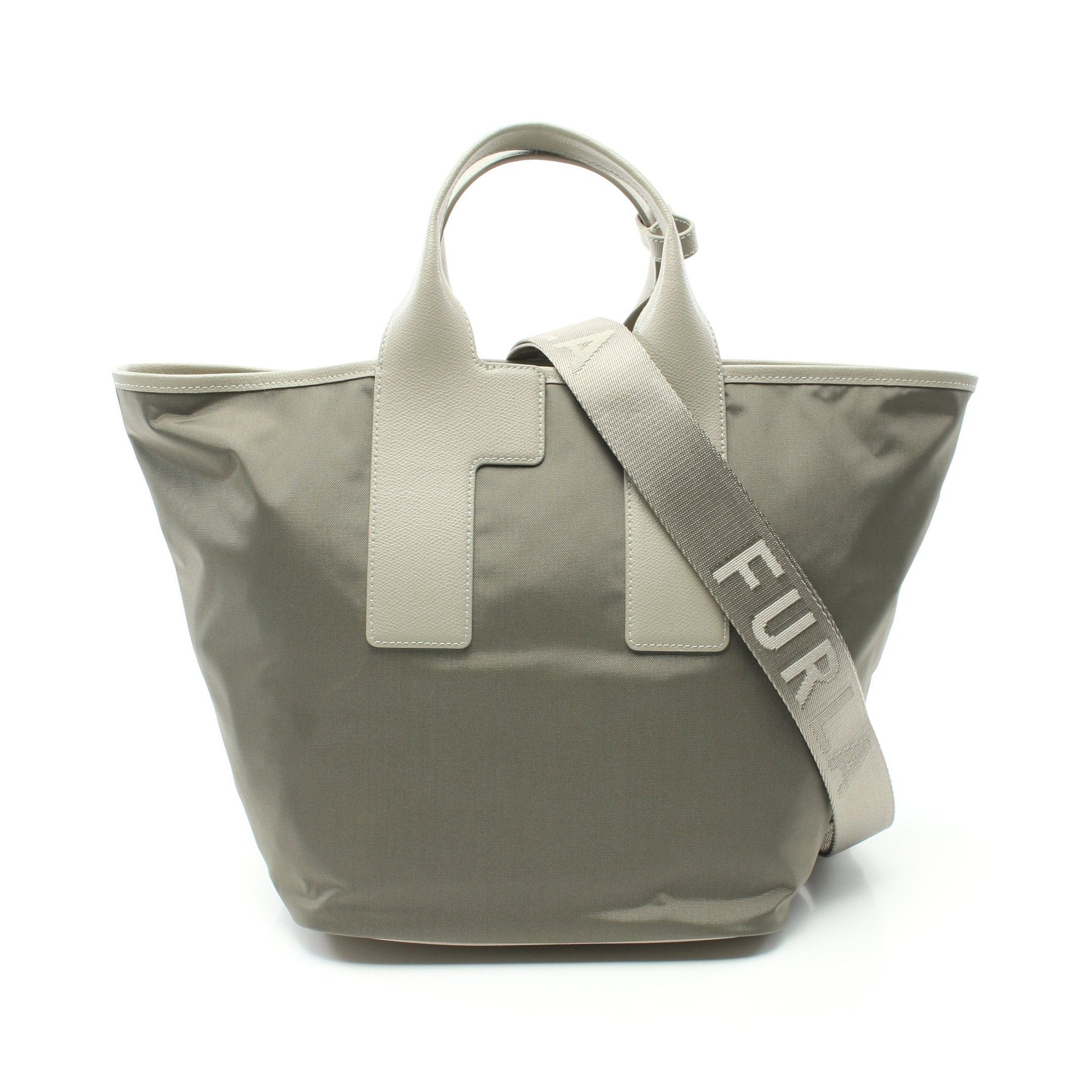 Furla Furla Piuma L Handbag Tote Bag Nylon Canvas Leather Gray Green Khaki Beige Size ONE SIZE - 1 Thumbnail