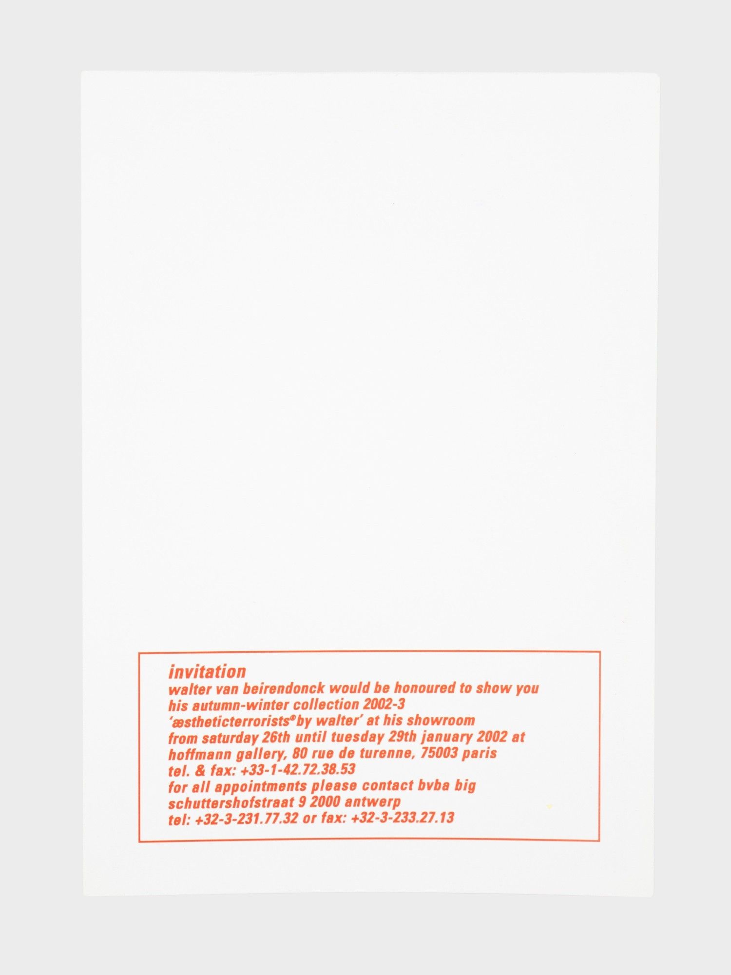 Walter Van Beirendonck aestheticterrorists by WALTER A/W 2002 invitation Size ONE SIZE - 2 Thumbnail