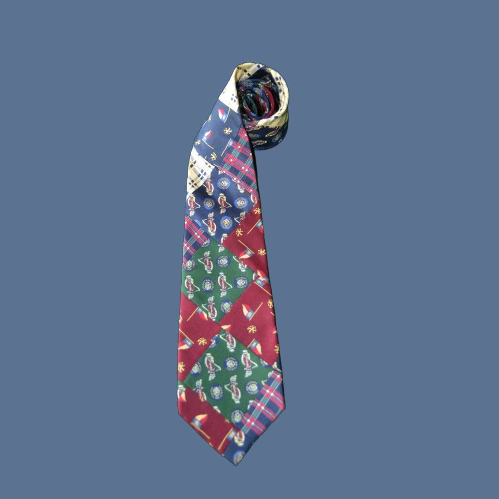Tommy Hilfiger Tommy Hilfiger Men's Tie Multicolor Golf Italian Silk USA Tie Geometric Pattern, 100% Silk, Multicolor, Golf, USA, Mens Size ONE SIZE - 1 Thumbnail