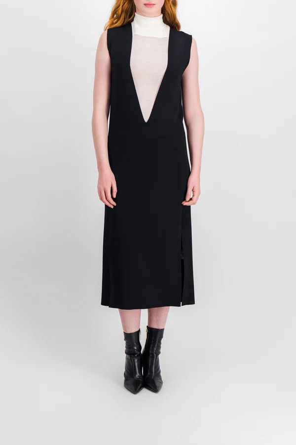 Jil Sander o1y0925 Sleeveless Midi Dress in Black Size XS / US 0-2 / IT 36-38 - 5 Thumbnail