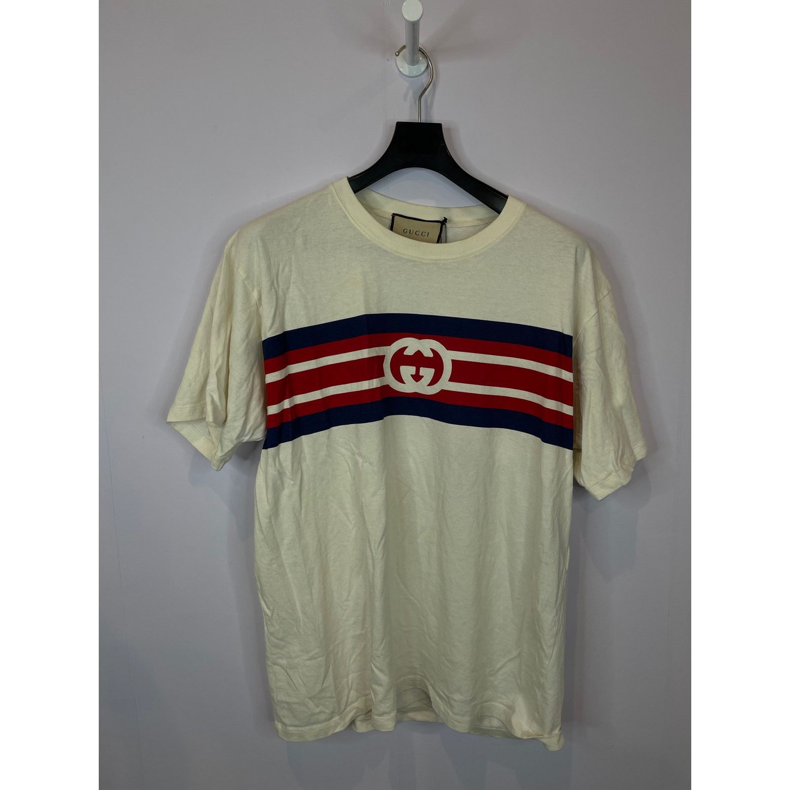 Gucci Gucci Tee White Navy Red Used Small Size US S / EU 44-46 / 1 - 1 Thumbnail