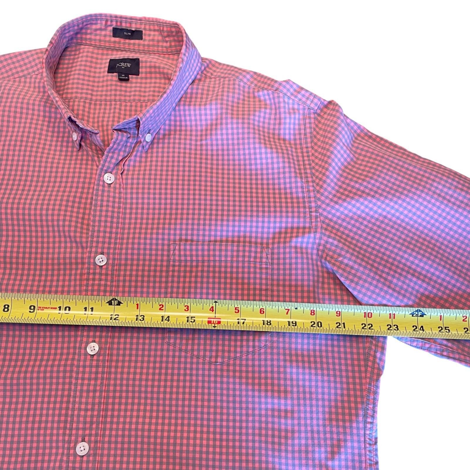 J.Crew J.Crew Mens XL Slim Fit Buttondown Shirt Gingham Orange Gray Size US L / EU 52-54 / 3 - 8 Thumbnail