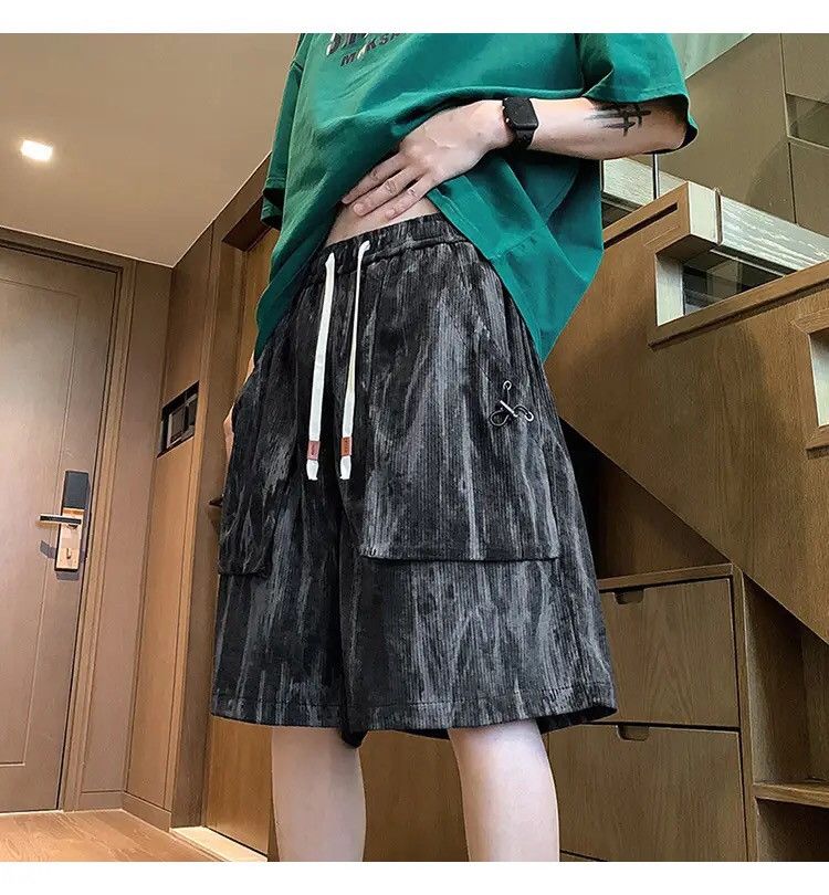 Men Tie-dye Low Waist Cargo Shorts Streetwear