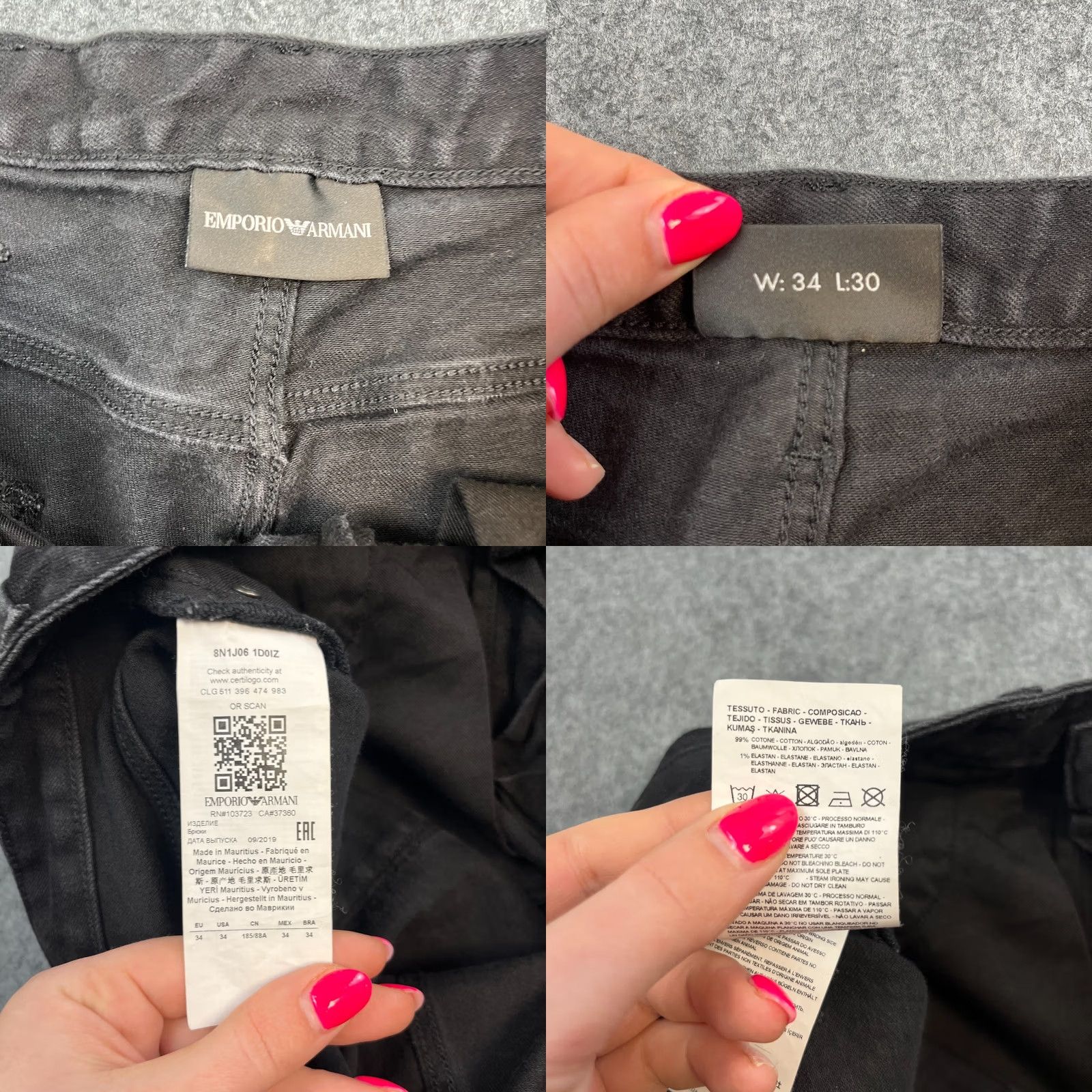 Emporio Armani Emporio Armani Jeans Slim Tapered 34 30 Dark Wash Black Stretch J06 GA Mens Regular Denim 5-Pocket Size US 34 / EU 50 - 8 Thumbnail
