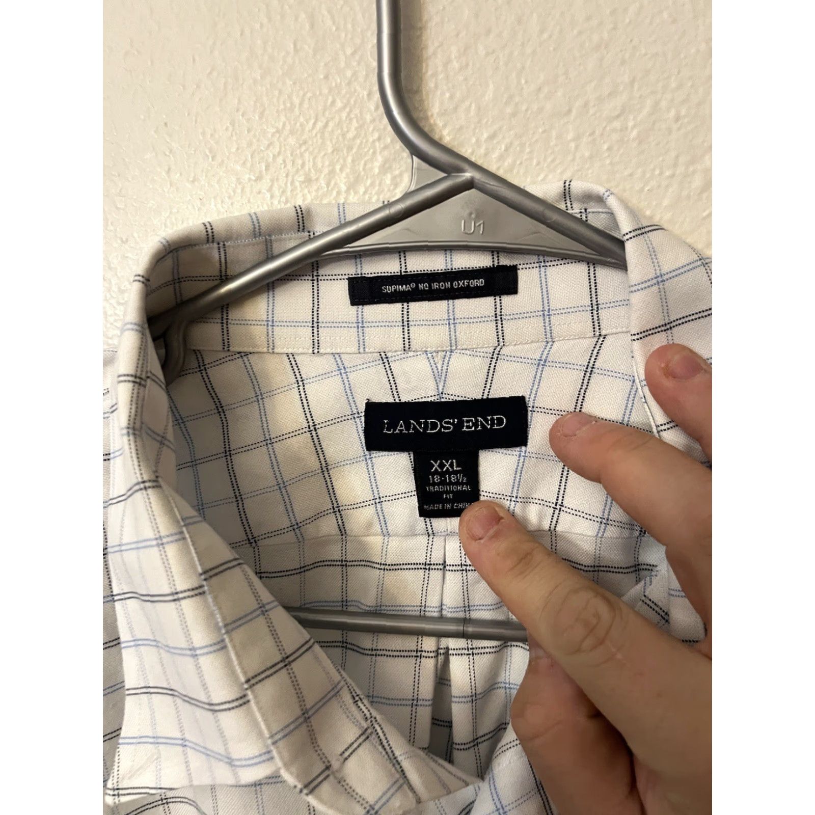 Lands' End Lands' End Flannel Shirt Women's 2XL White Plaid Cotton Button Up Size XXL / US 16-18 / IT 52-54 - 3 Thumbnail