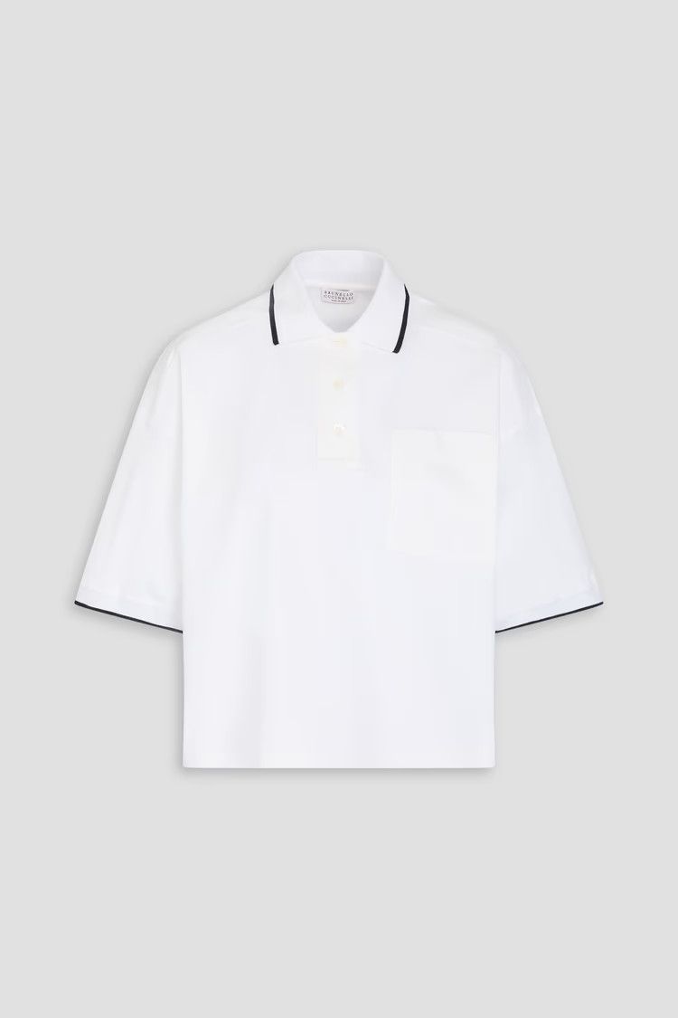 Brunello Cucinelli o1y0825 Polo Shirt in White Size M / US 6-8 / IT 42-44 - 1 Thumbnail